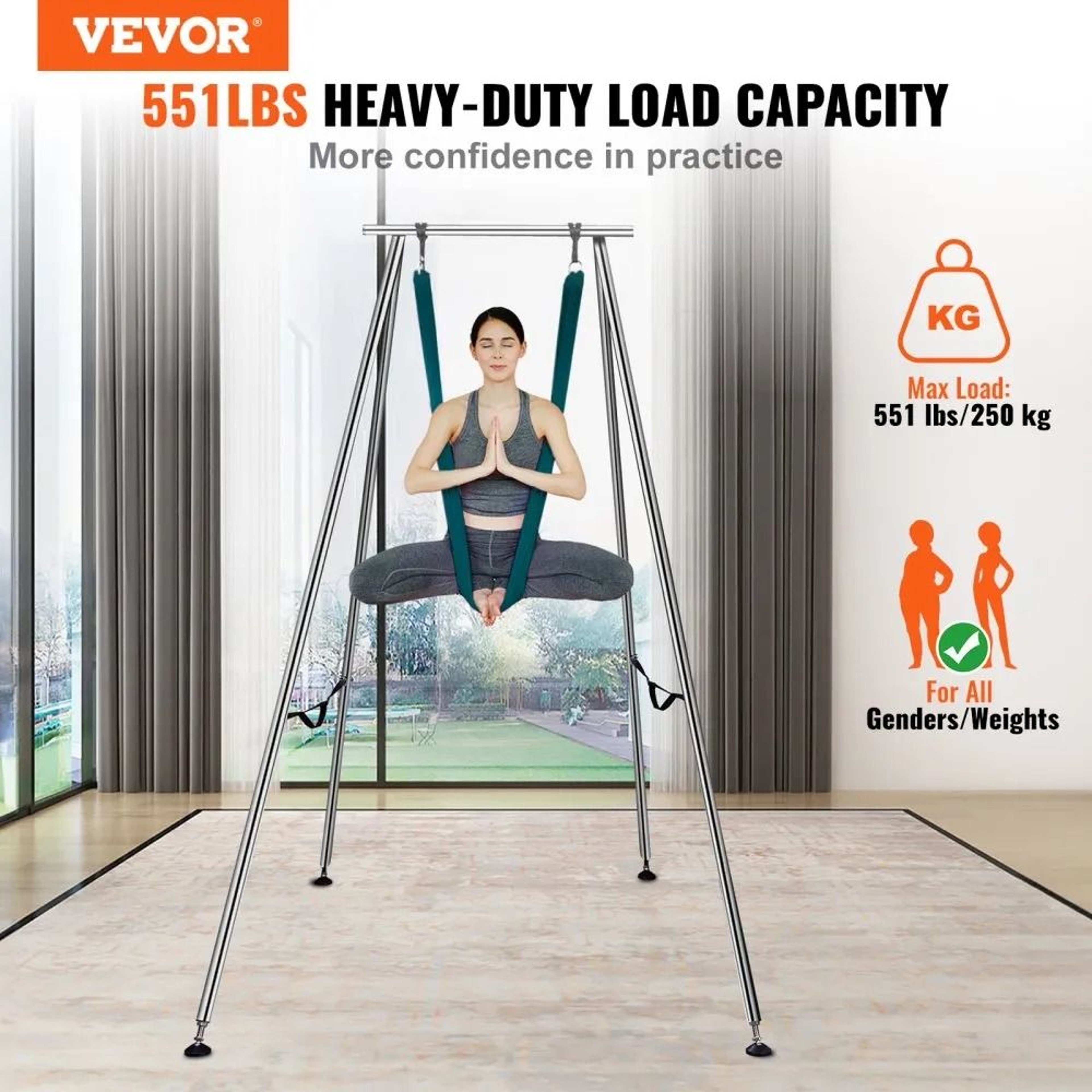 Professional Aerial Yoga Frame With Yoga Hammock Heavy Duty Yoga Swing Stand For Indoor Outdoor Tra 1