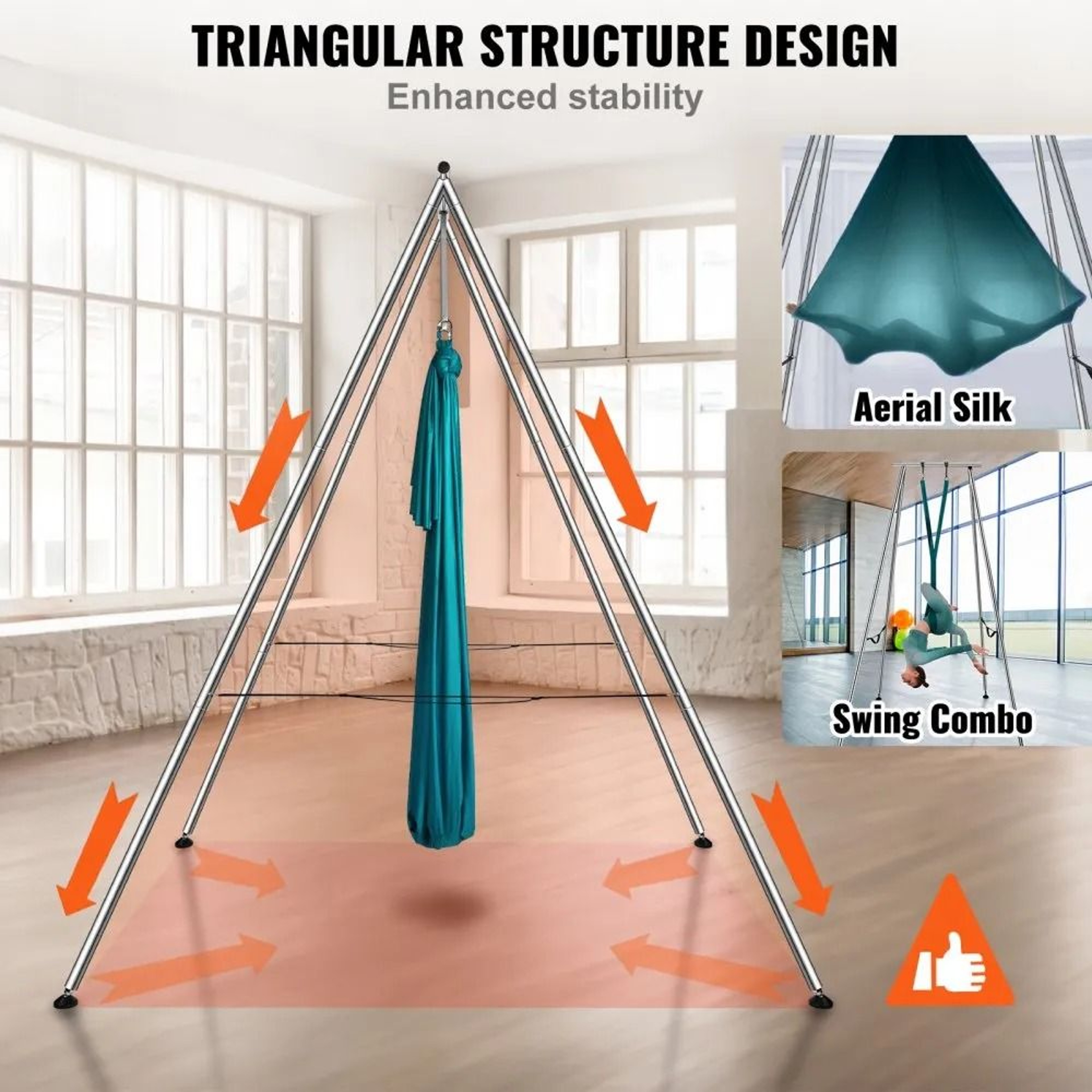 Professional Aerial Yoga Frame With Yoga Hammock Heavy Duty Yoga Swing Stand For Indoor Outdoor Tra 4