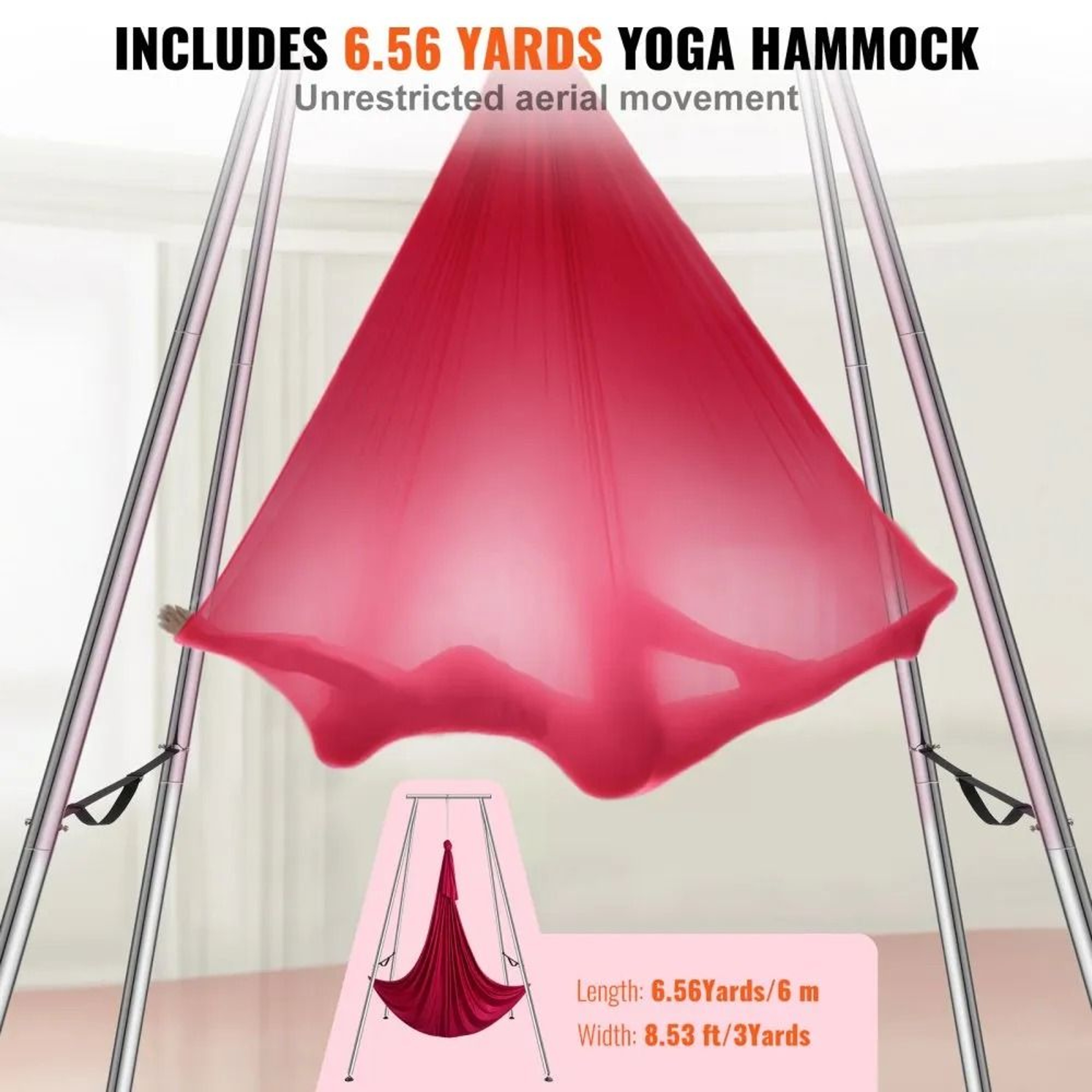 Aerial Yoga Frame With Hammock Heavy Duty Yoga Swing Stand For Indoor Outdoor Practice 1