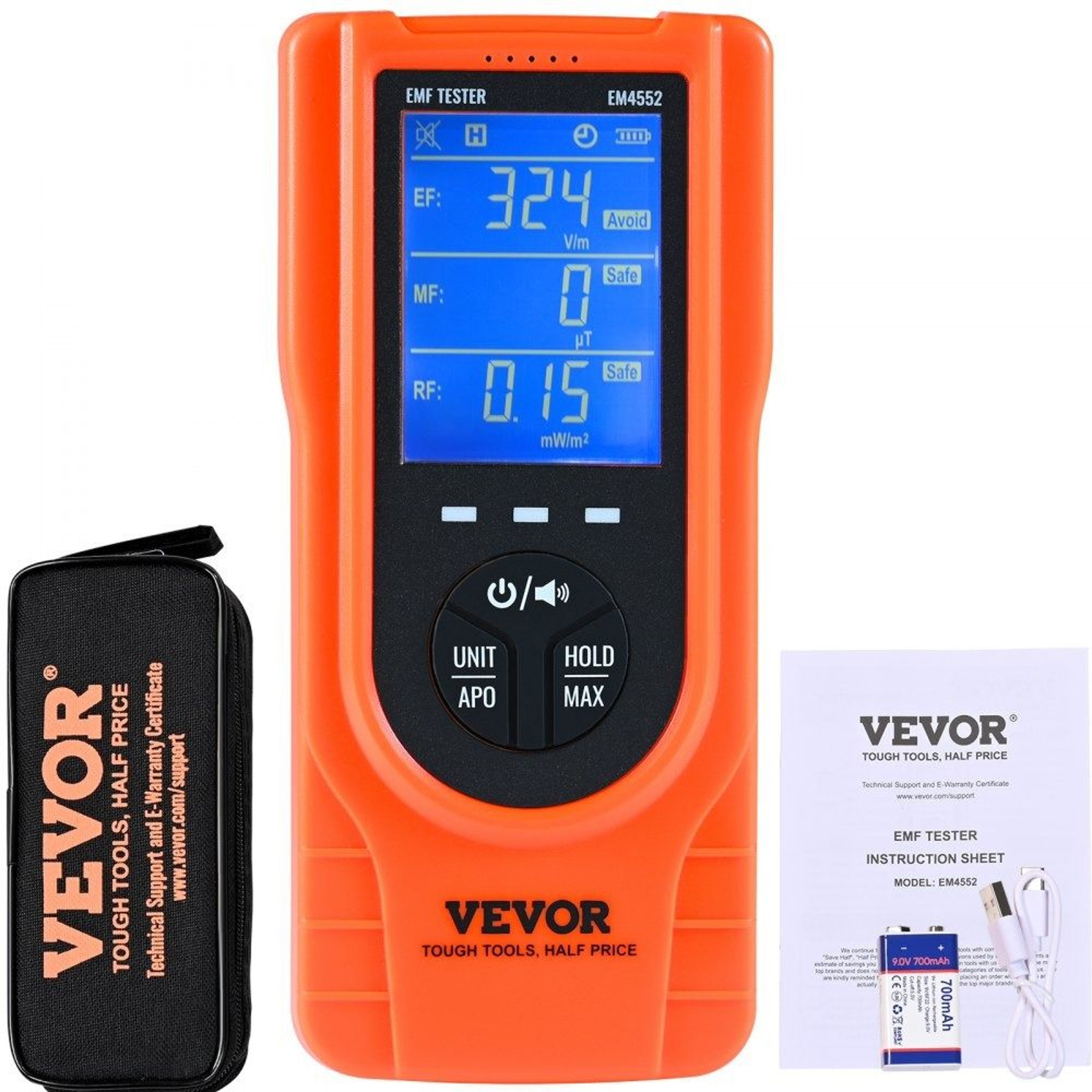 3 In 1 EMF Meter Rechargeable Electromagnetic Radiation Detector With Digital LCD 0