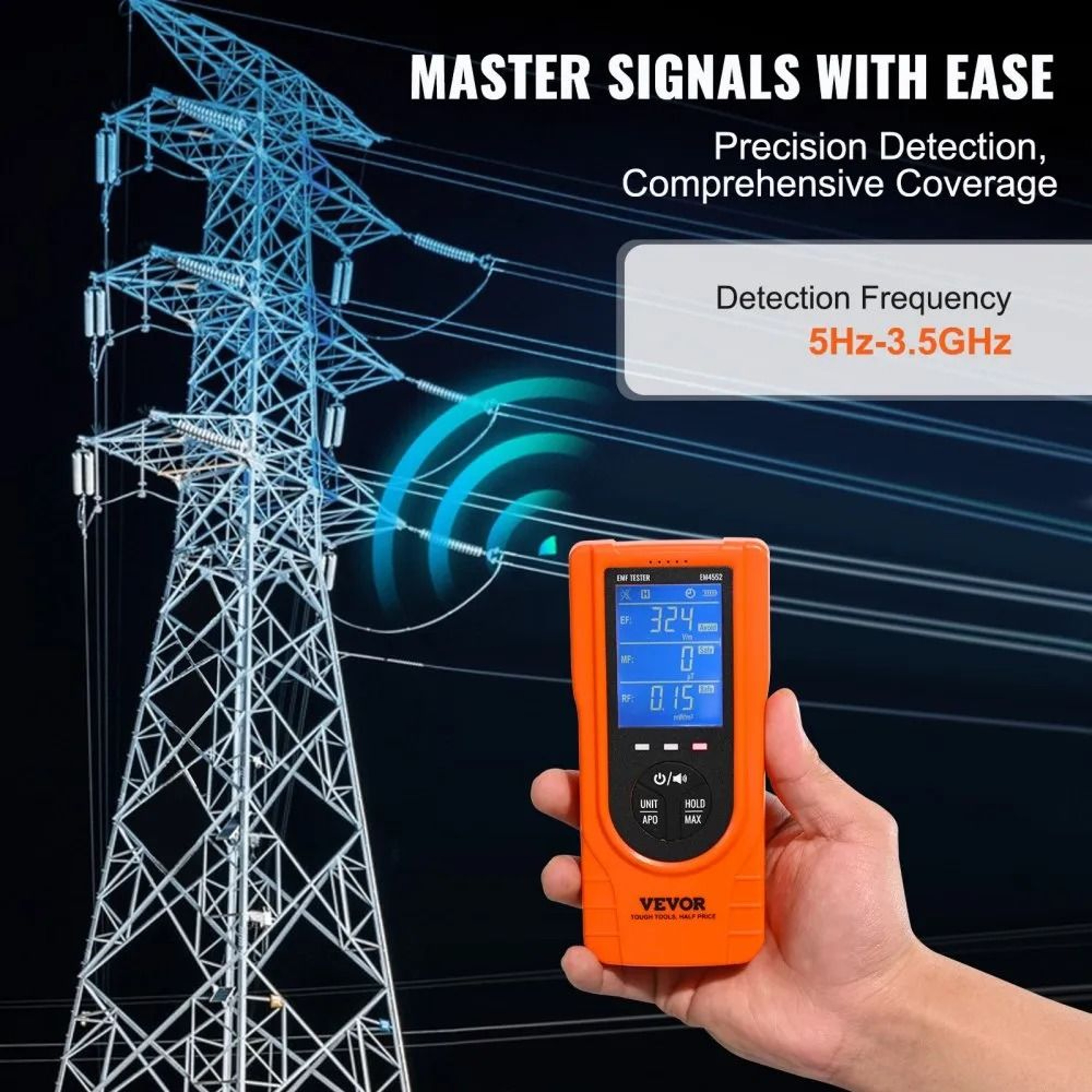 3 In 1 EMF Meter Rechargeable Electromagnetic Radiation Detector With Digital LCD 1