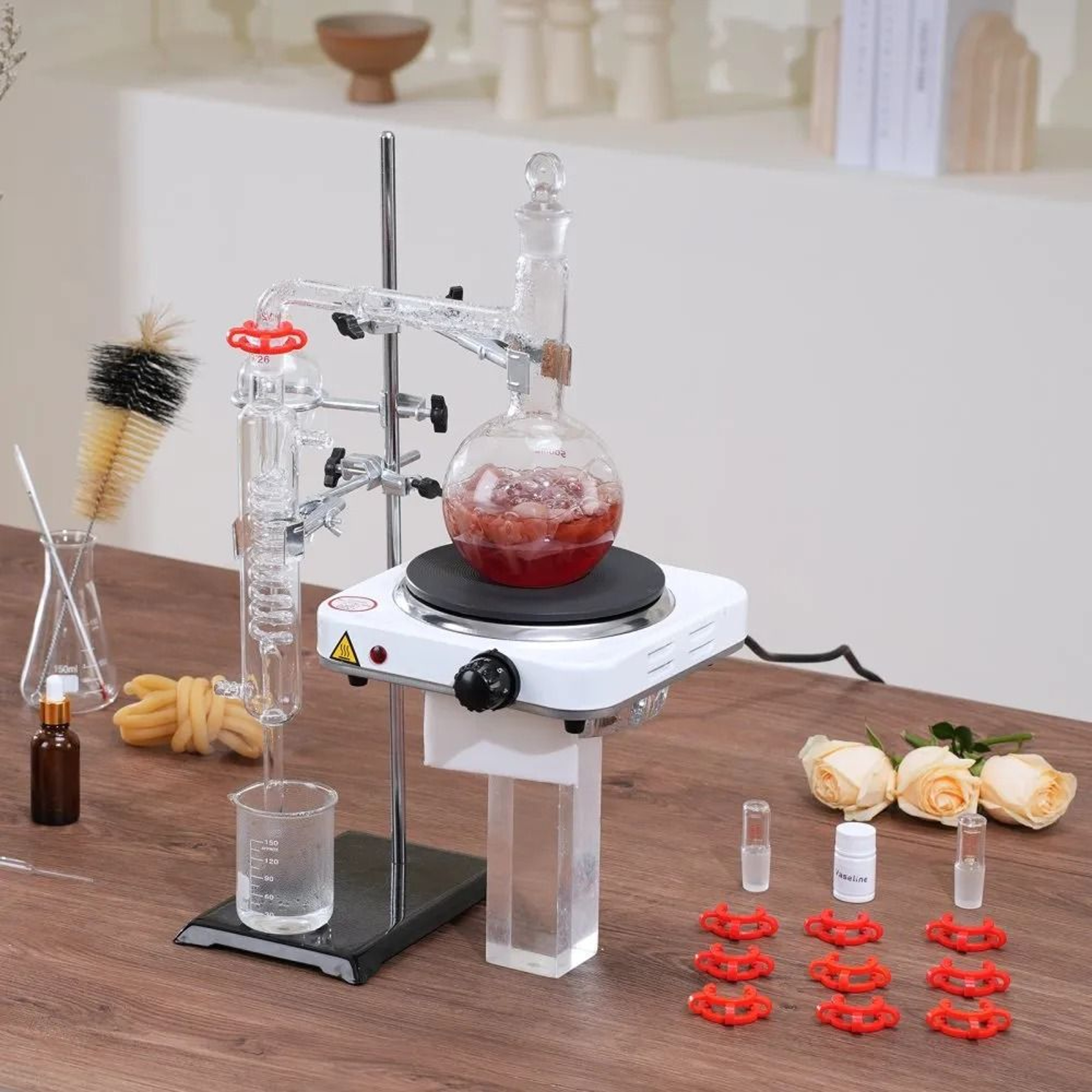 500ml Lab Distillation Kit With Borosilicate Glassware And 1000W Heating Plate 5