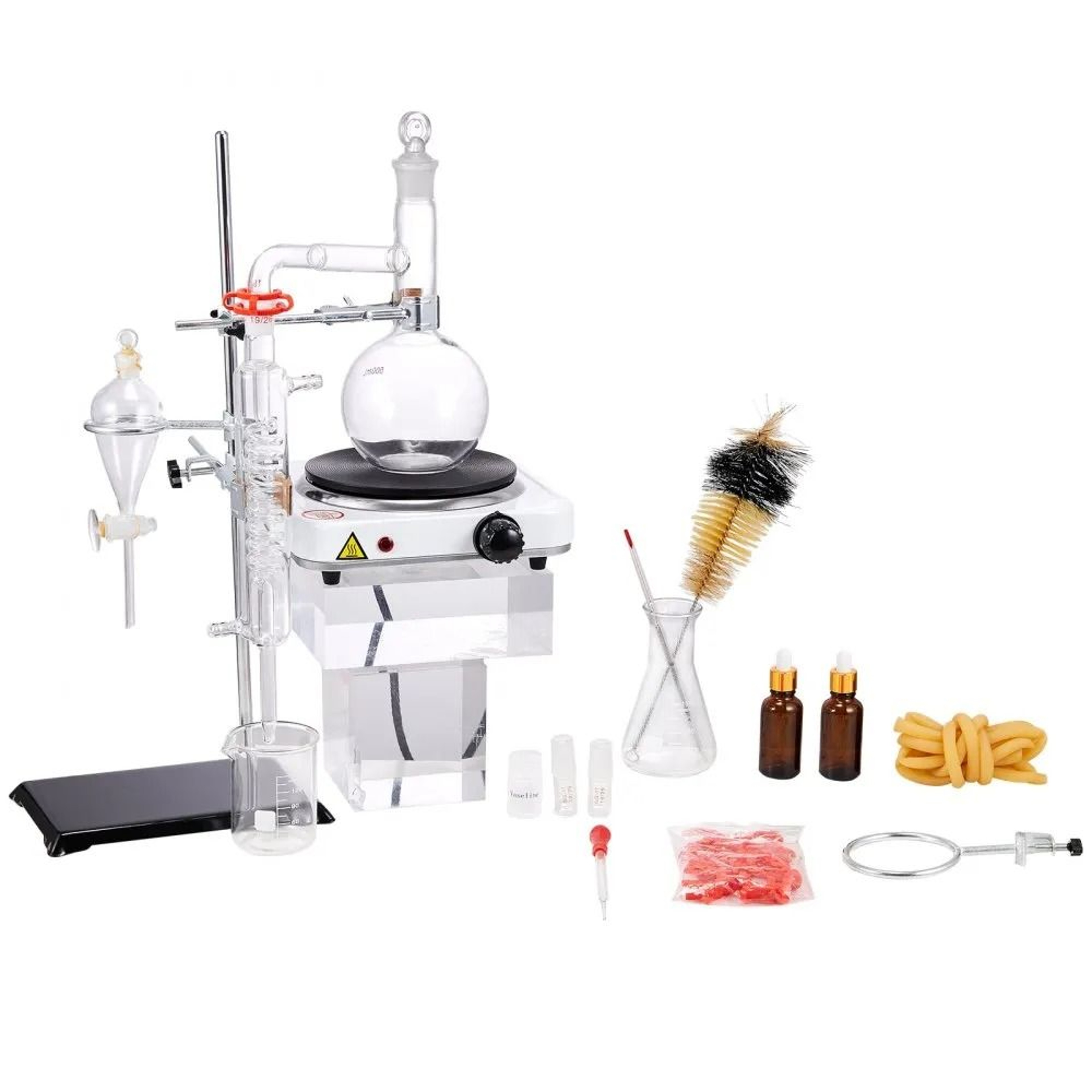500ml Lab Distillation Kit With Borosilicate Glassware And 1000W Heating Plate 7