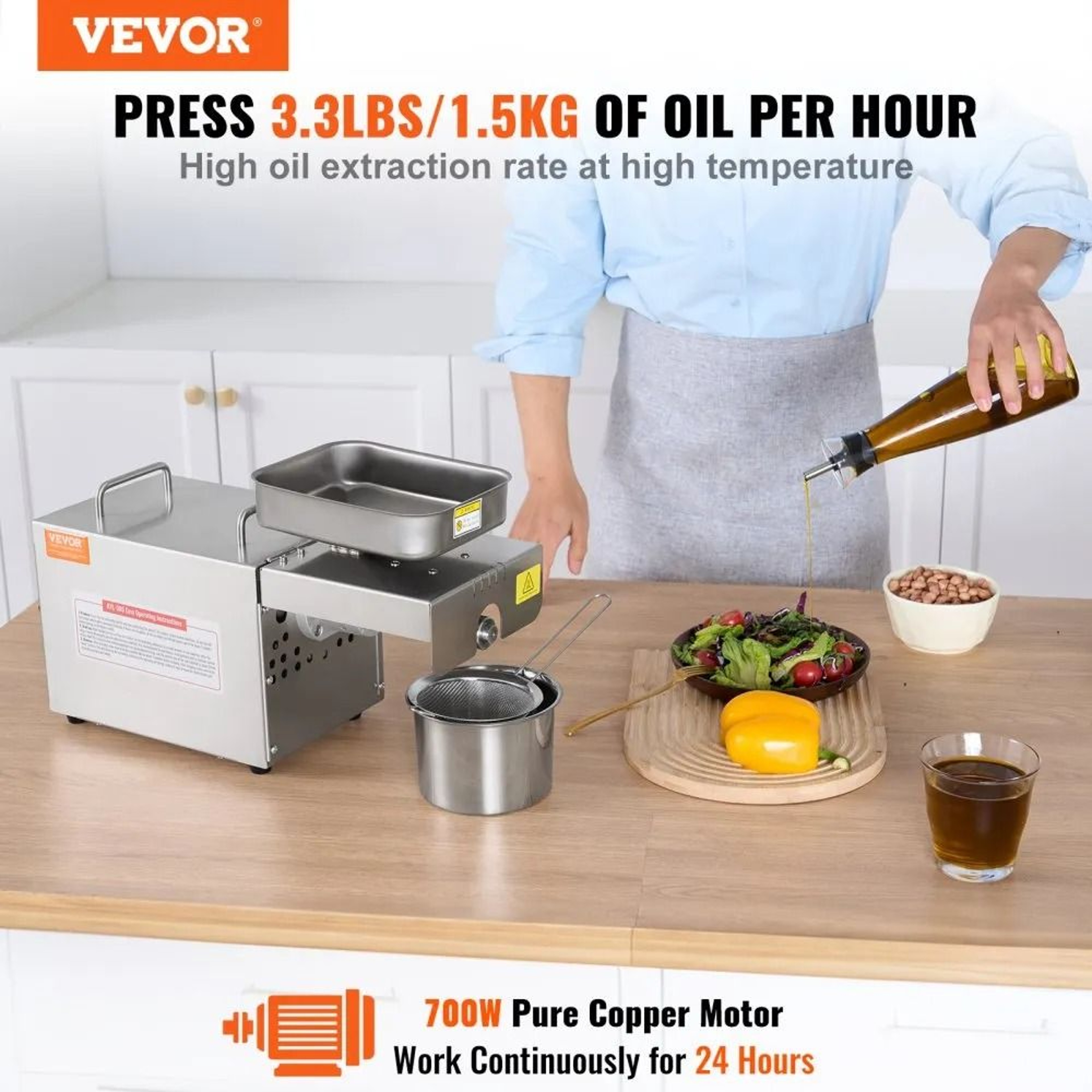 700W Electric Oil Press Machine Stainless Steel Seed Oil Extractor For Fresh Homemade Oils 2