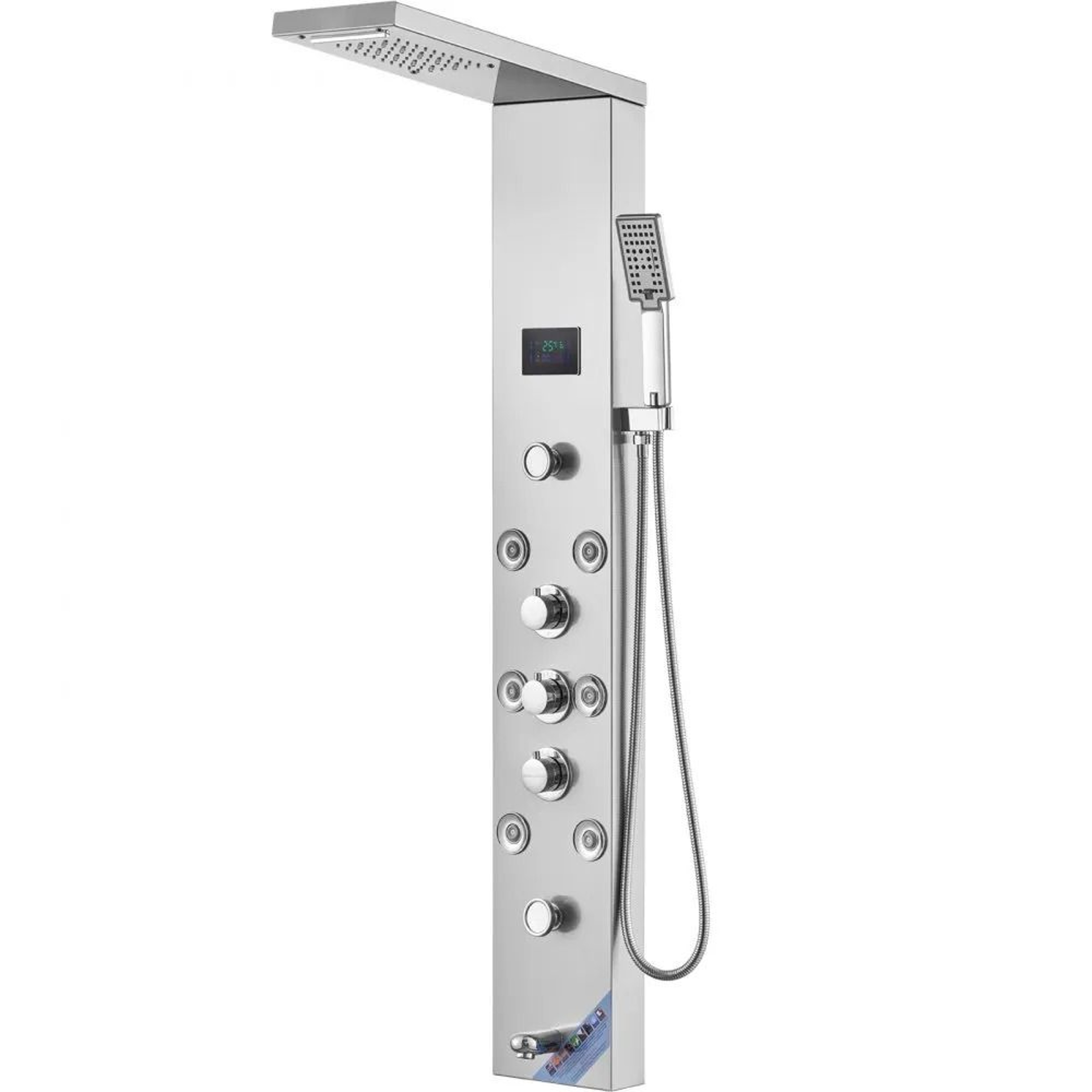 Hydroelectric LED Shower Panel System With Rainfall Waterfall And Massage Jets 9