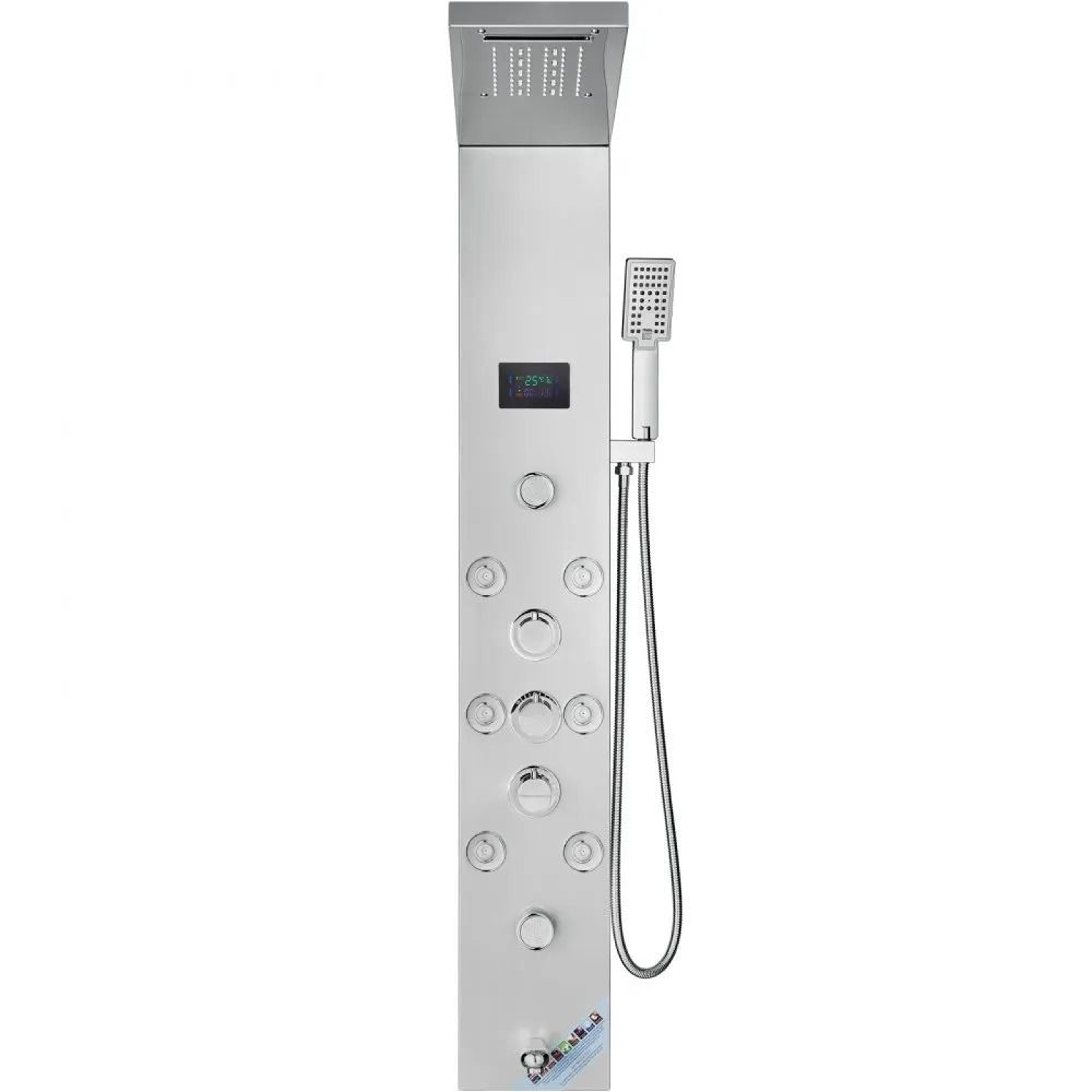 Hydroelectric LED Shower Panel System With Rainfall Waterfall And Massage Jets 8