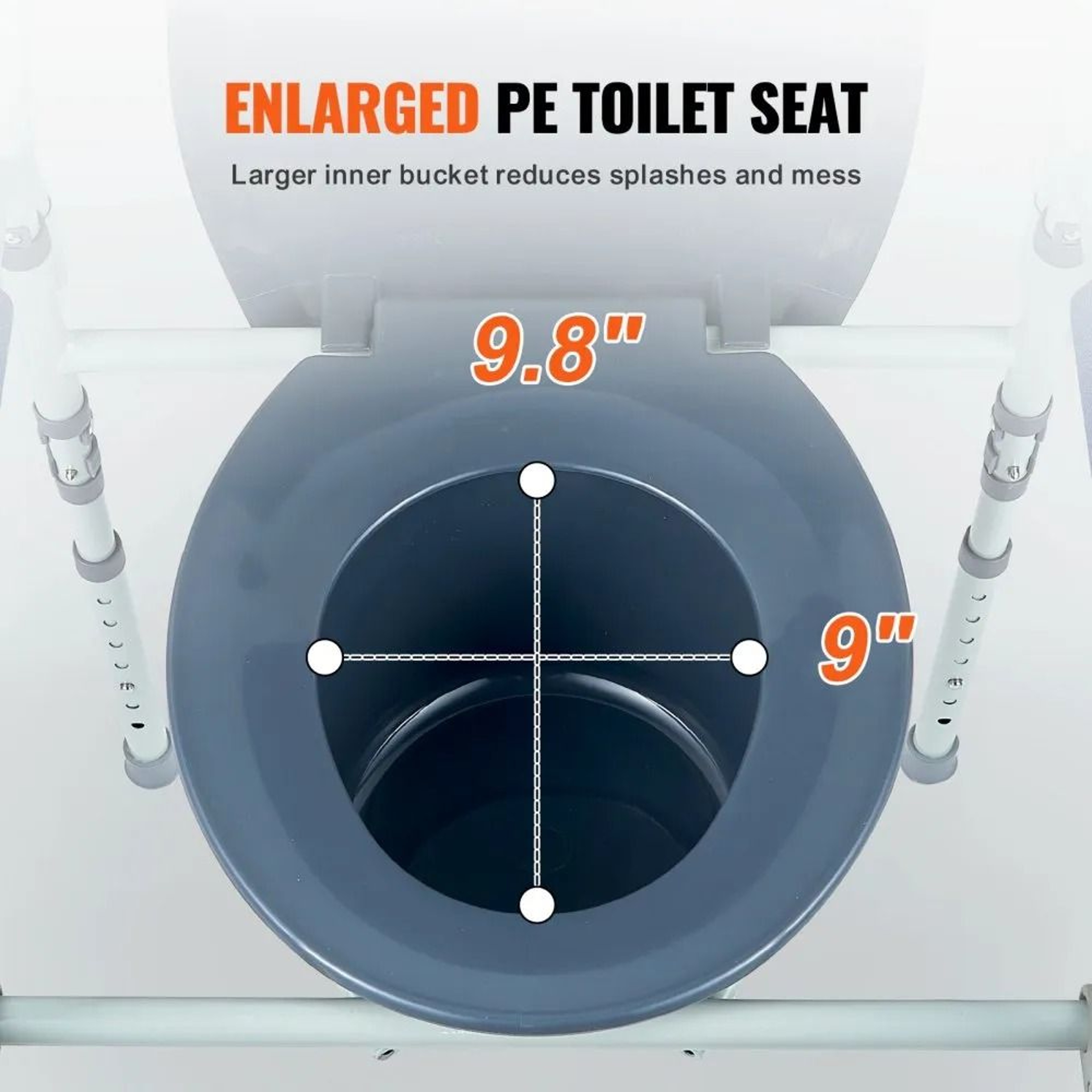 Adjustable Bedside Commode Chair With Wide Raised Toilet Seat And Removable Bucket 3