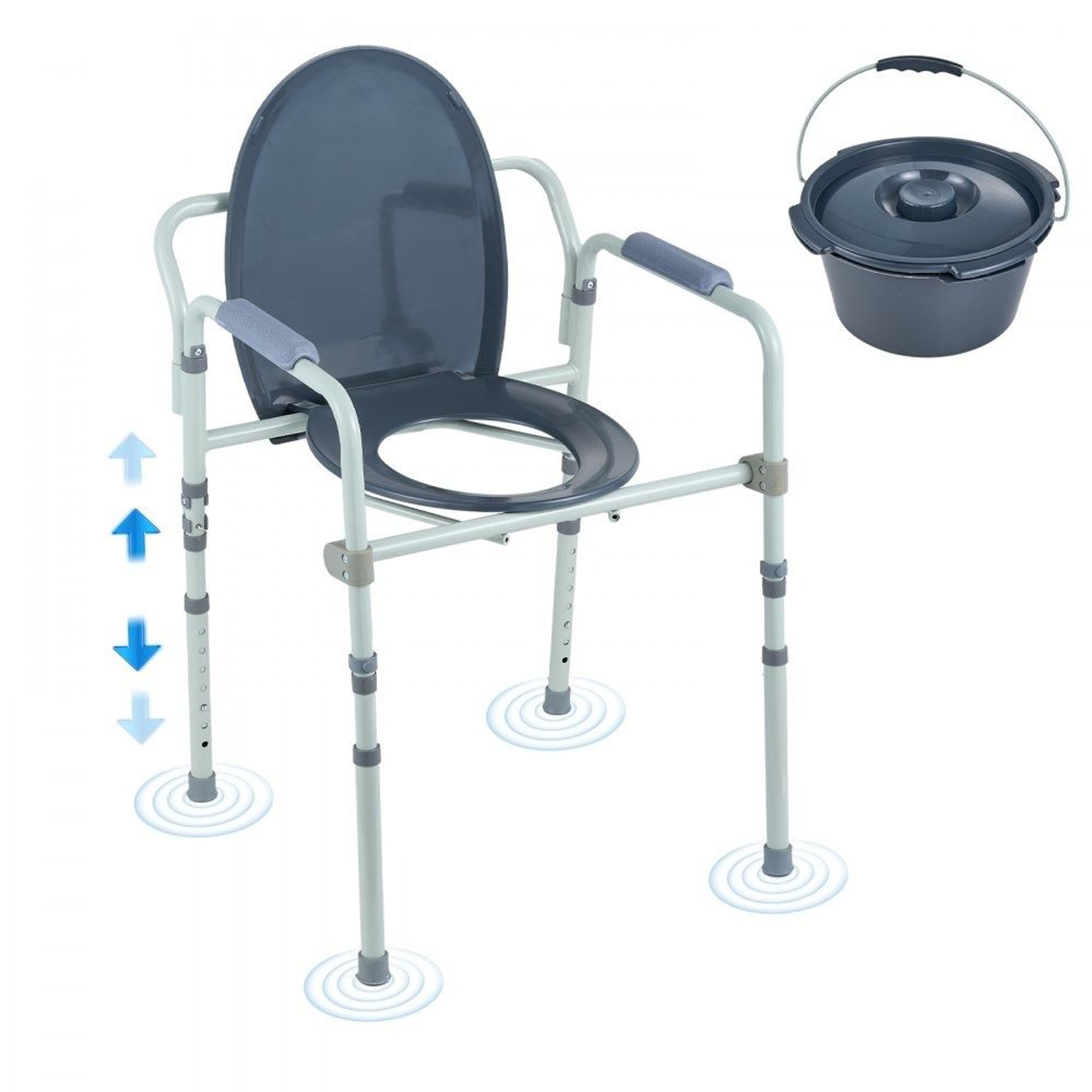 Adjustable Bedside Commode Chair With Wide Raised Toilet Seat And Removable Bucket 8