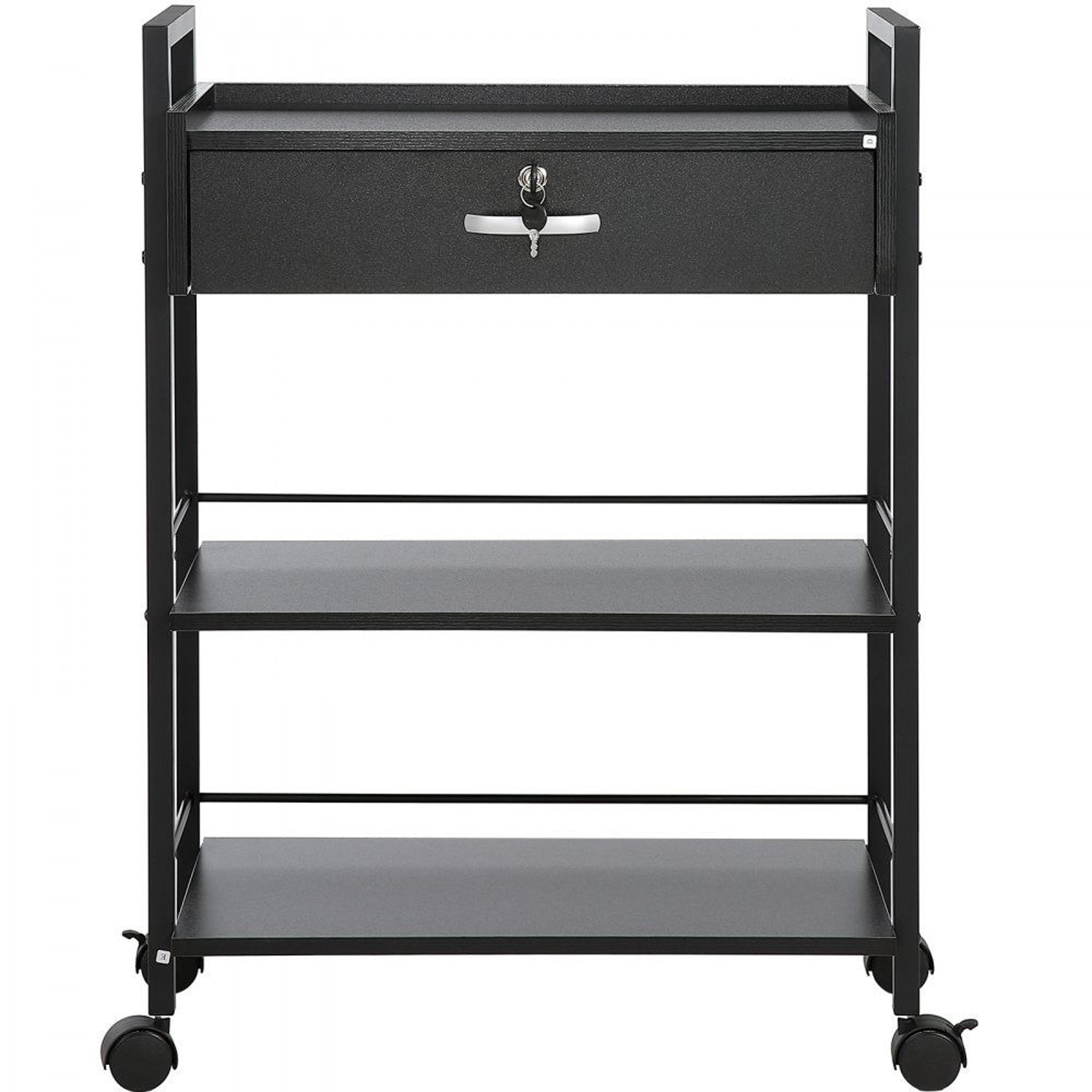 3 Tier Beauty Salon Trolley Cart With Lockable Drawer And Rolling Storage Station 0