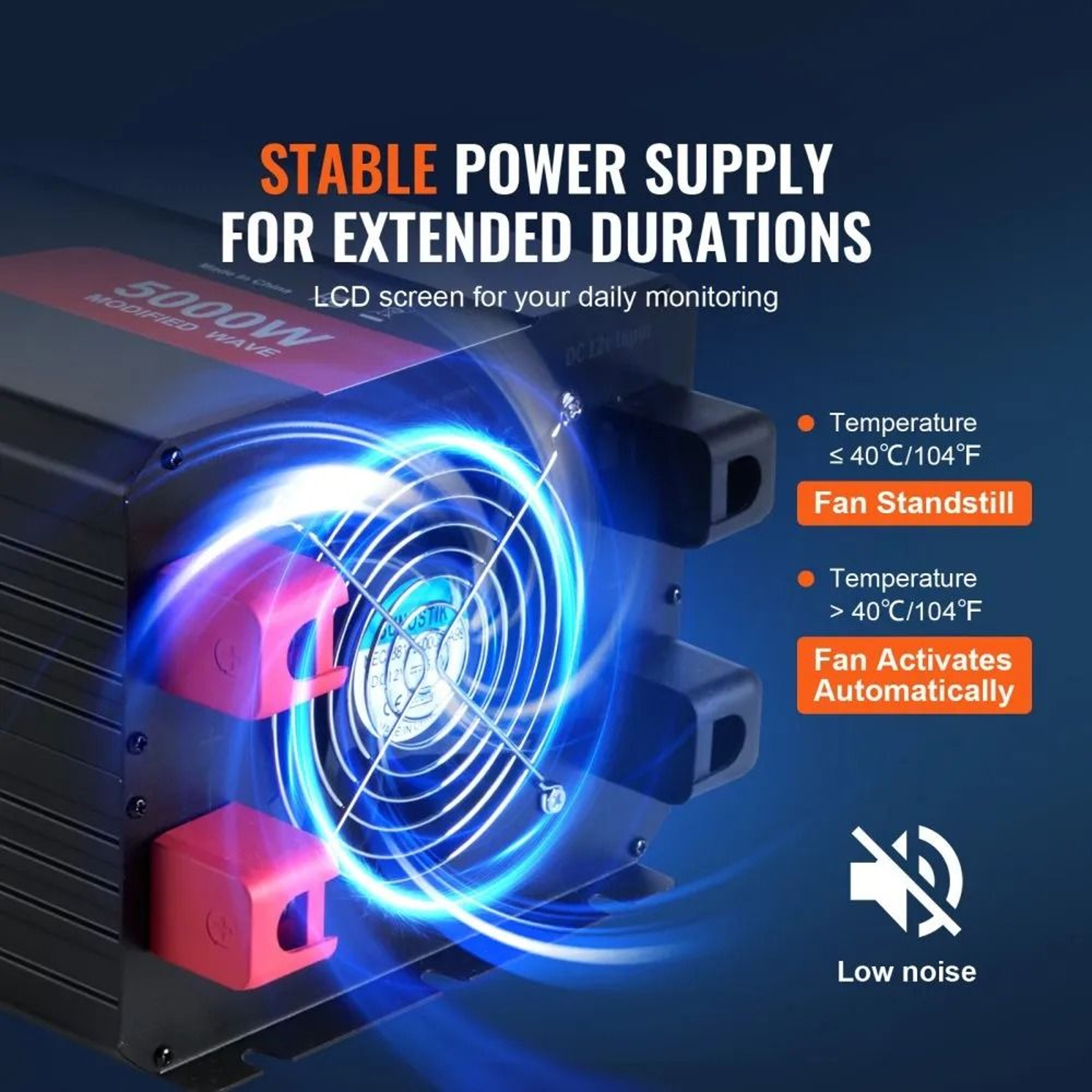 5000W Modified Sine Wave Power Inverter 12V To 120V With LCD Remote And Multi Device Charging 2