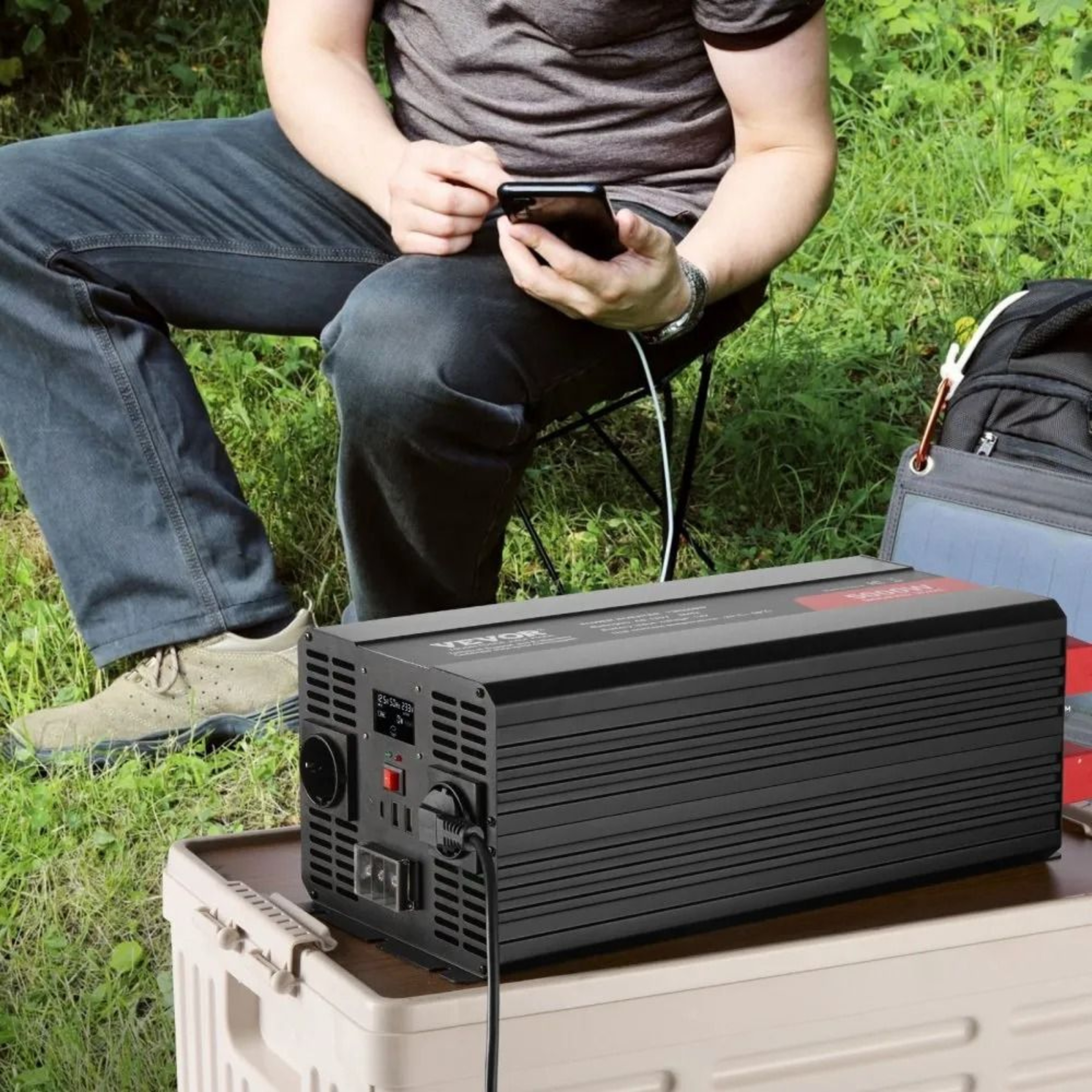 5000W Modified Sine Wave Power Inverter 12V To 120V With LCD Remote And Multi Device Charging 6