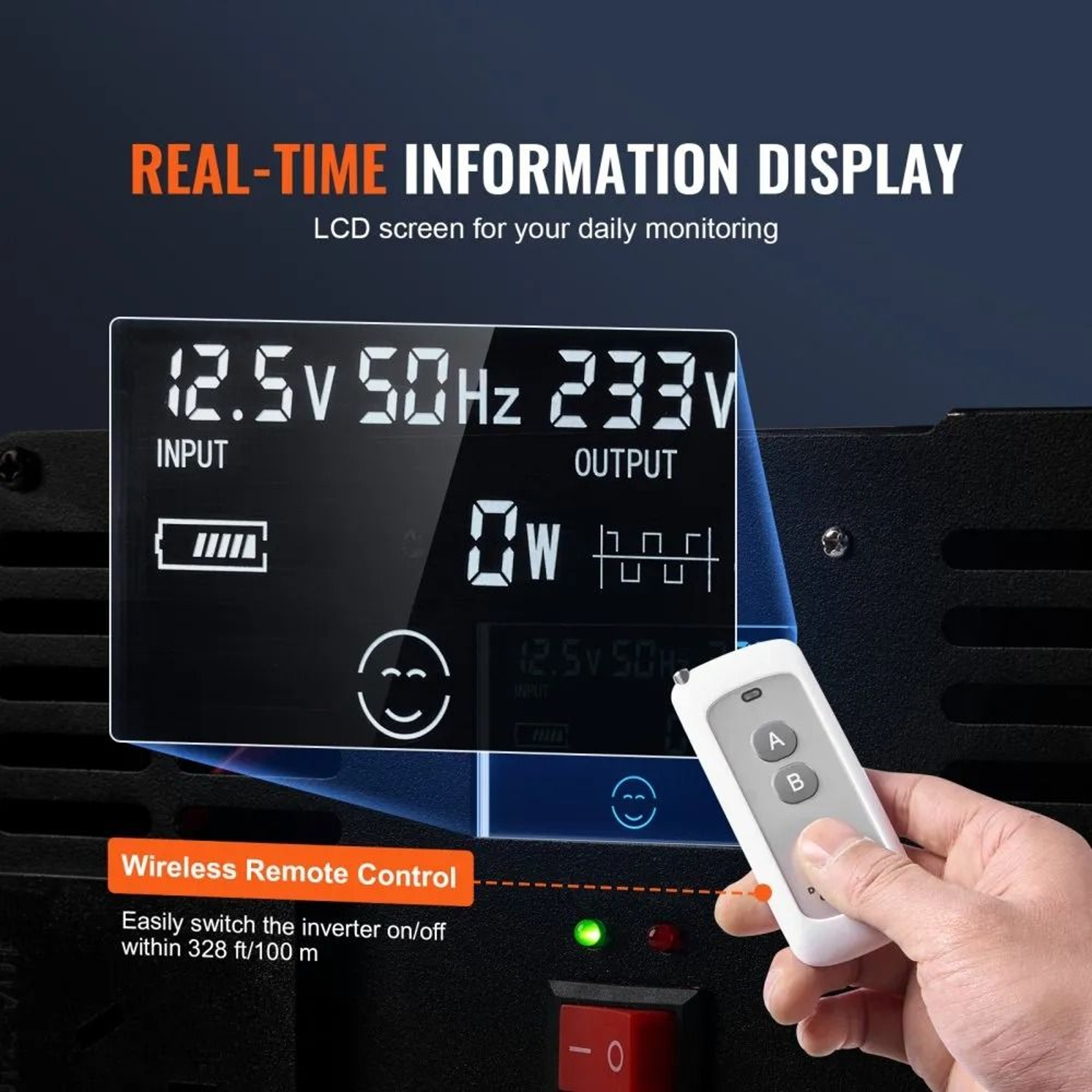 5000W Modified Sine Wave Power Inverter 12V To 120V With LCD Remote And Multi Device Charging 4
