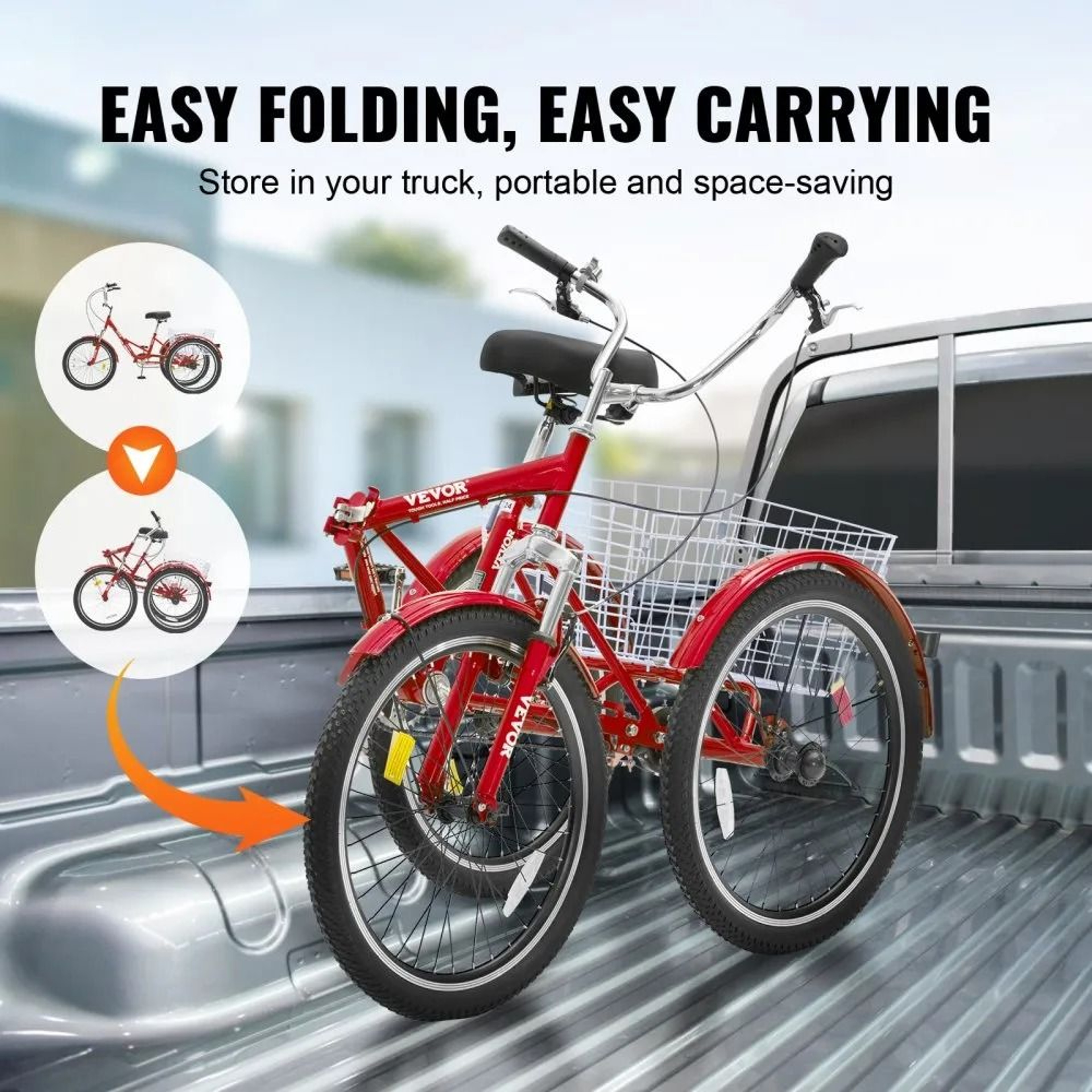 Folding Adult Tricycle With Large Basket Adjustable Seat And Stable 3 Wheel Cruiser Design 6