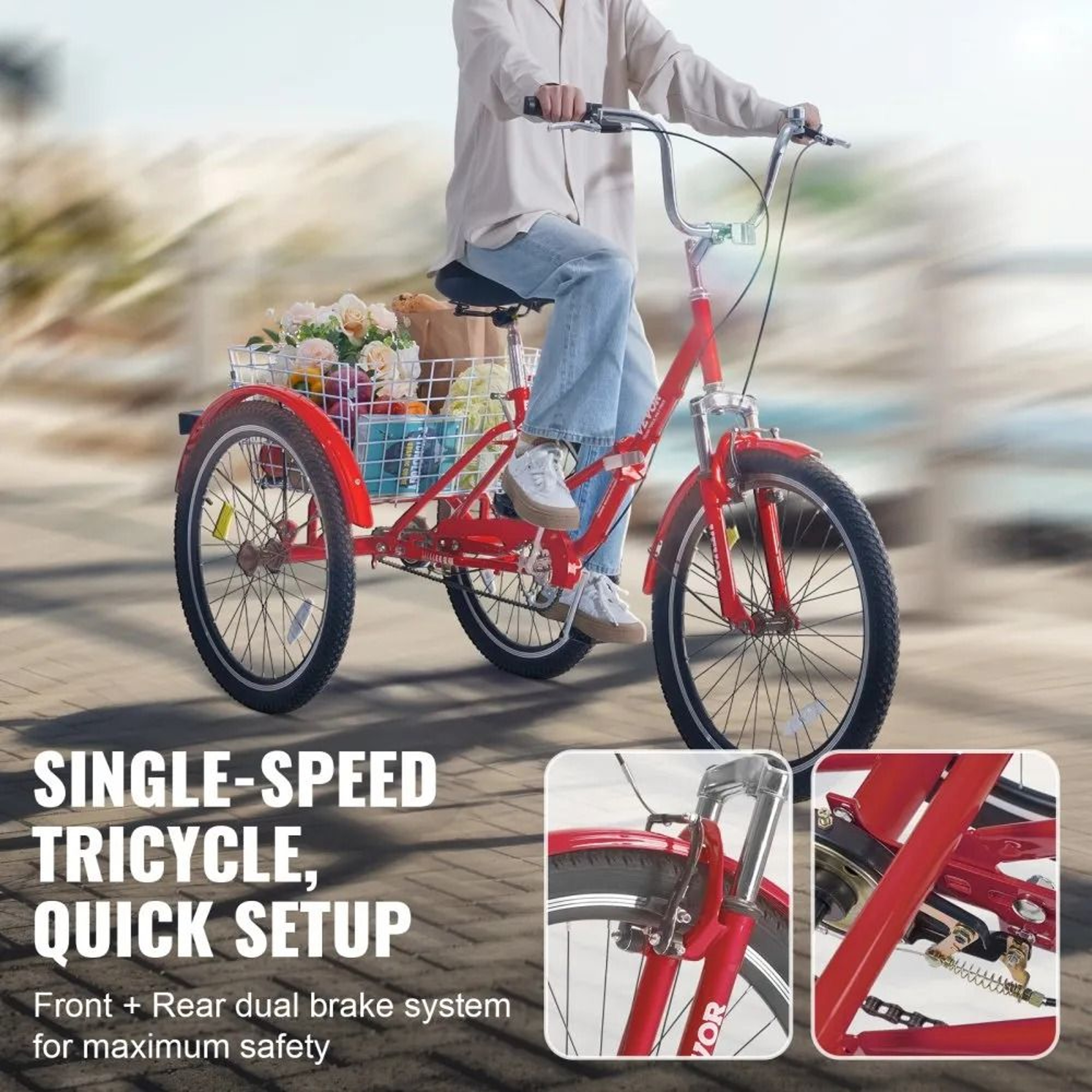 Folding Adult Tricycle With Large Basket Adjustable Seat And Stable 3 Wheel Cruiser Design 5