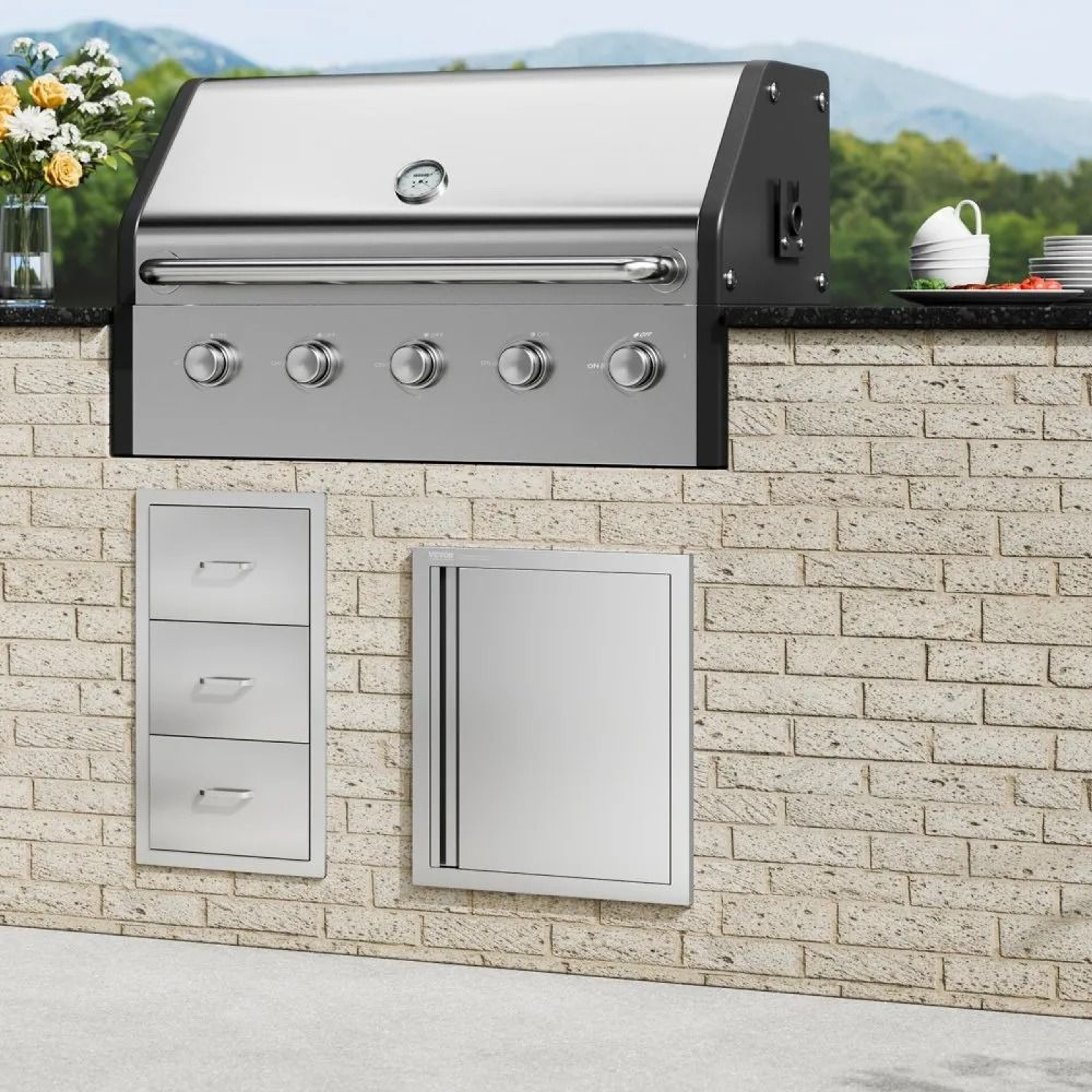 Stainless Steel BBQ Access Door For Outdoor Kitchen Grill Island Cabinet 6