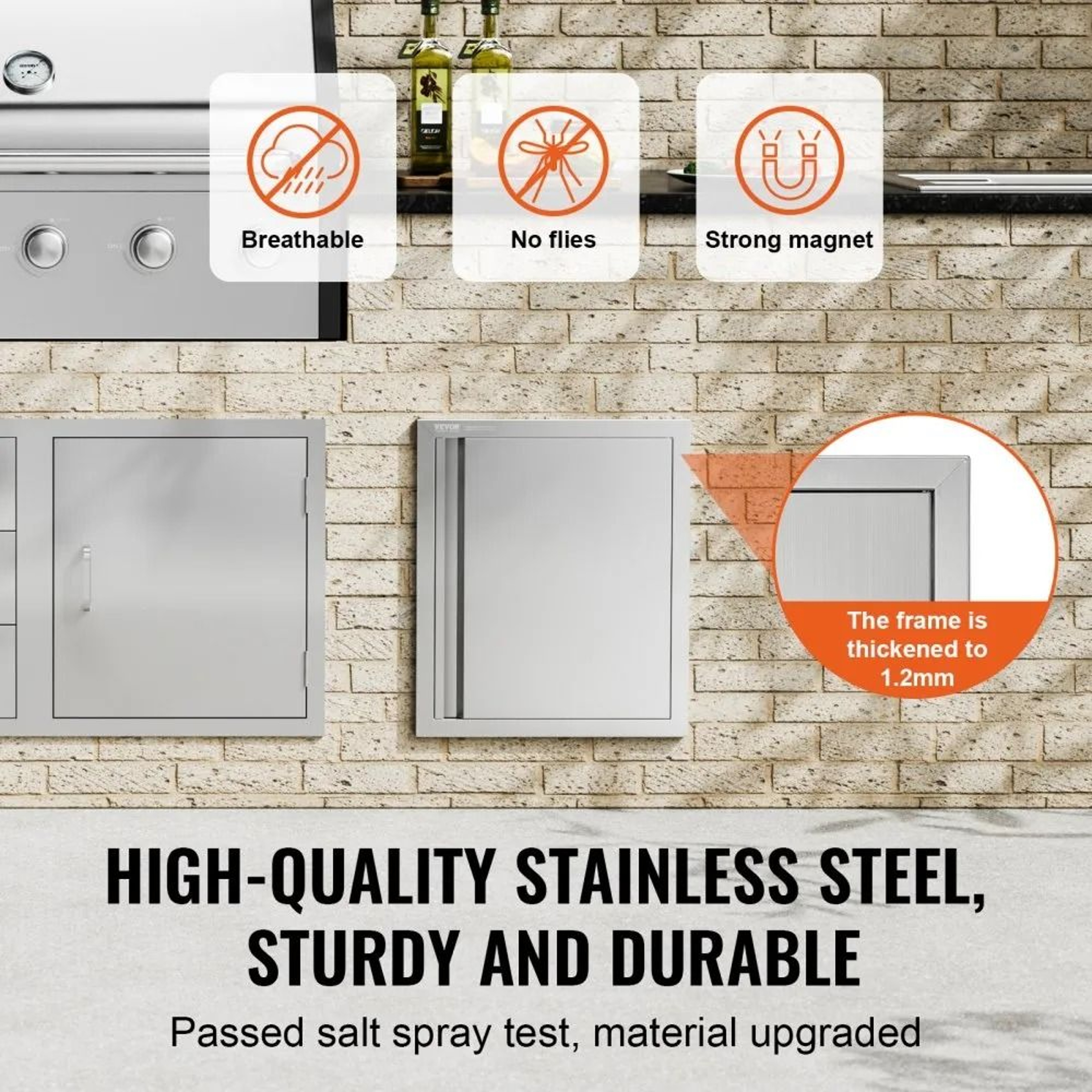 Stainless Steel BBQ Access Door For Outdoor Kitchen Grill Island Cabinet 3