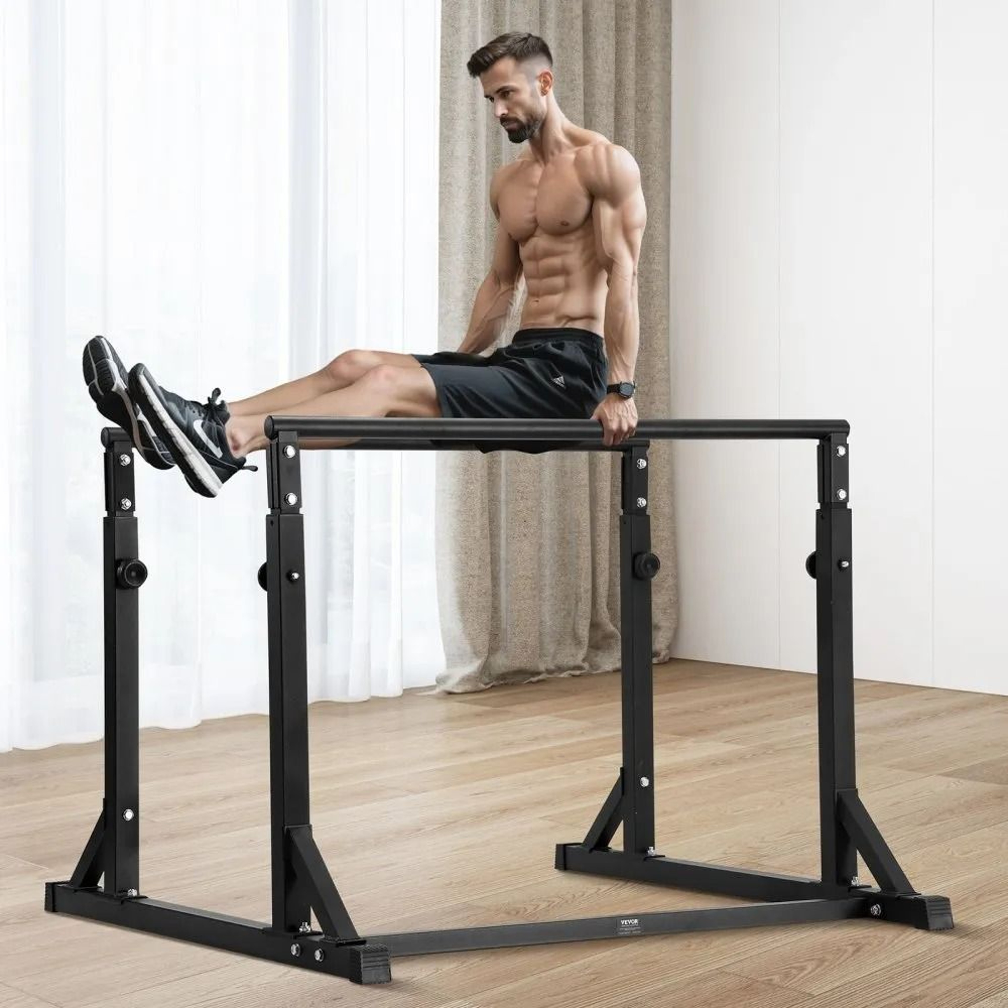 Adjustable Heavy Duty Dip Bar Station For Home Gym Strength Training 6