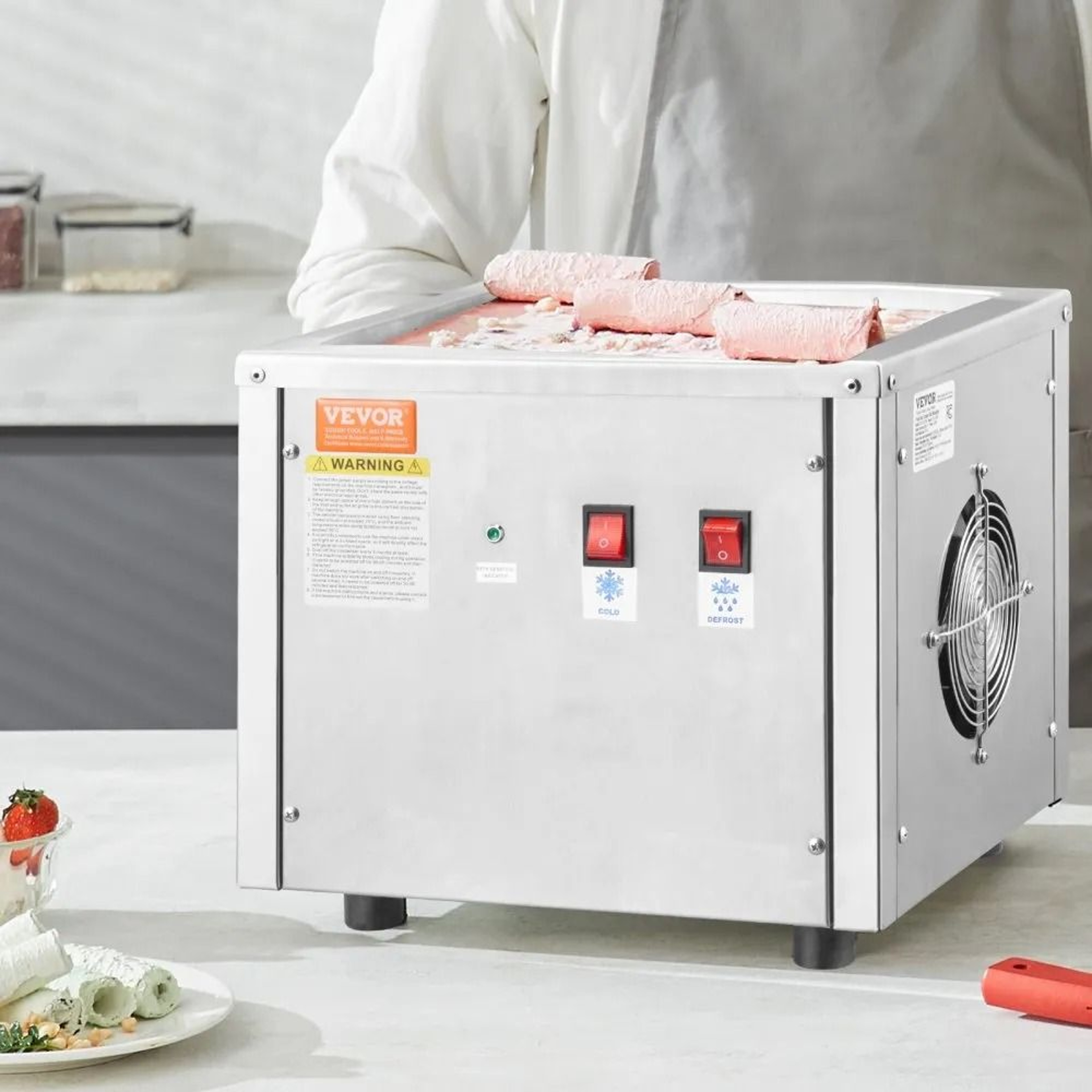 Rapid Freeze Rolled Ice Cream Maker With Stainless Steel Pan And Defrost Function 6
