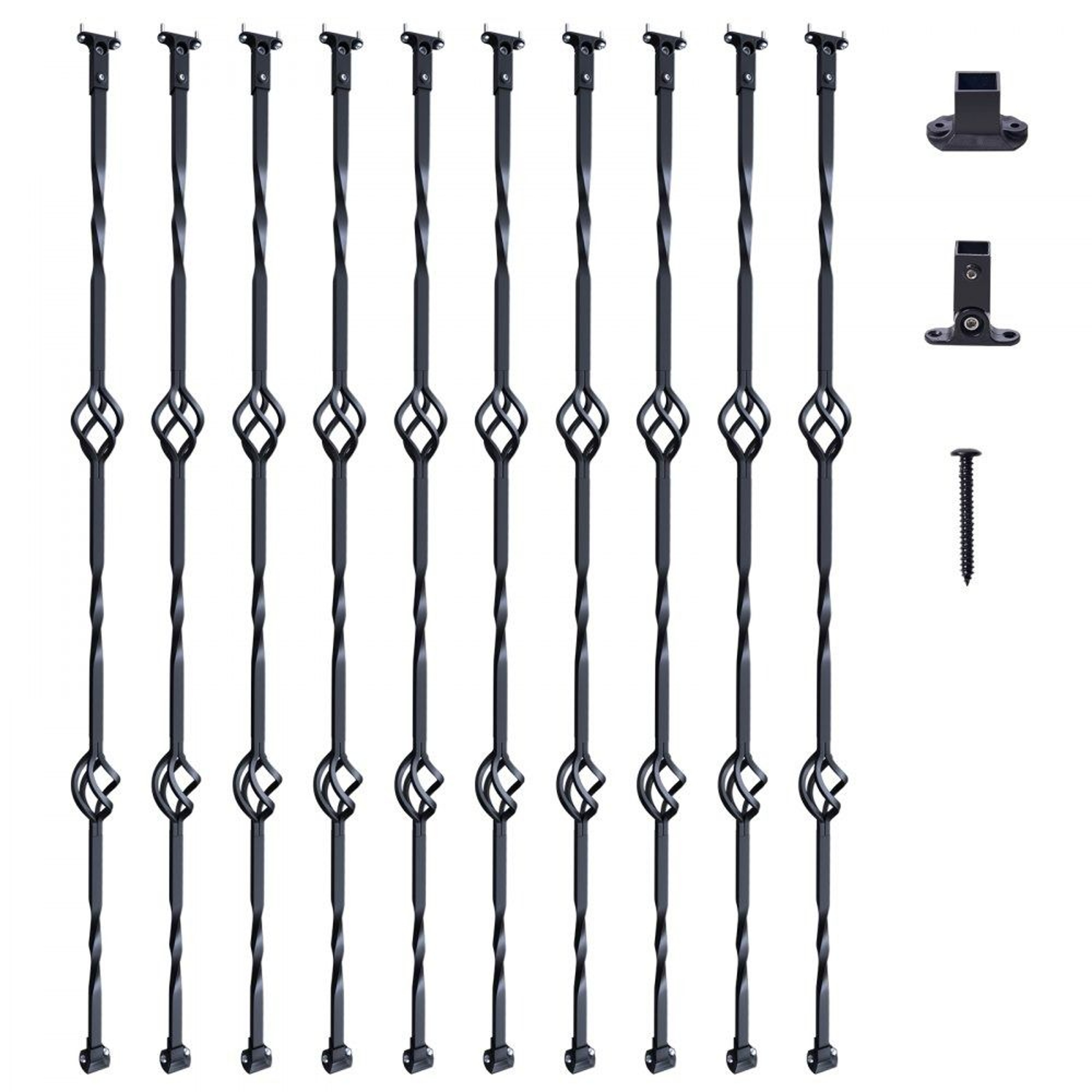 Double Basket Metal Stair Balusters 44 Inch Galvanized Steel Railing Spindles 10 Pack 0