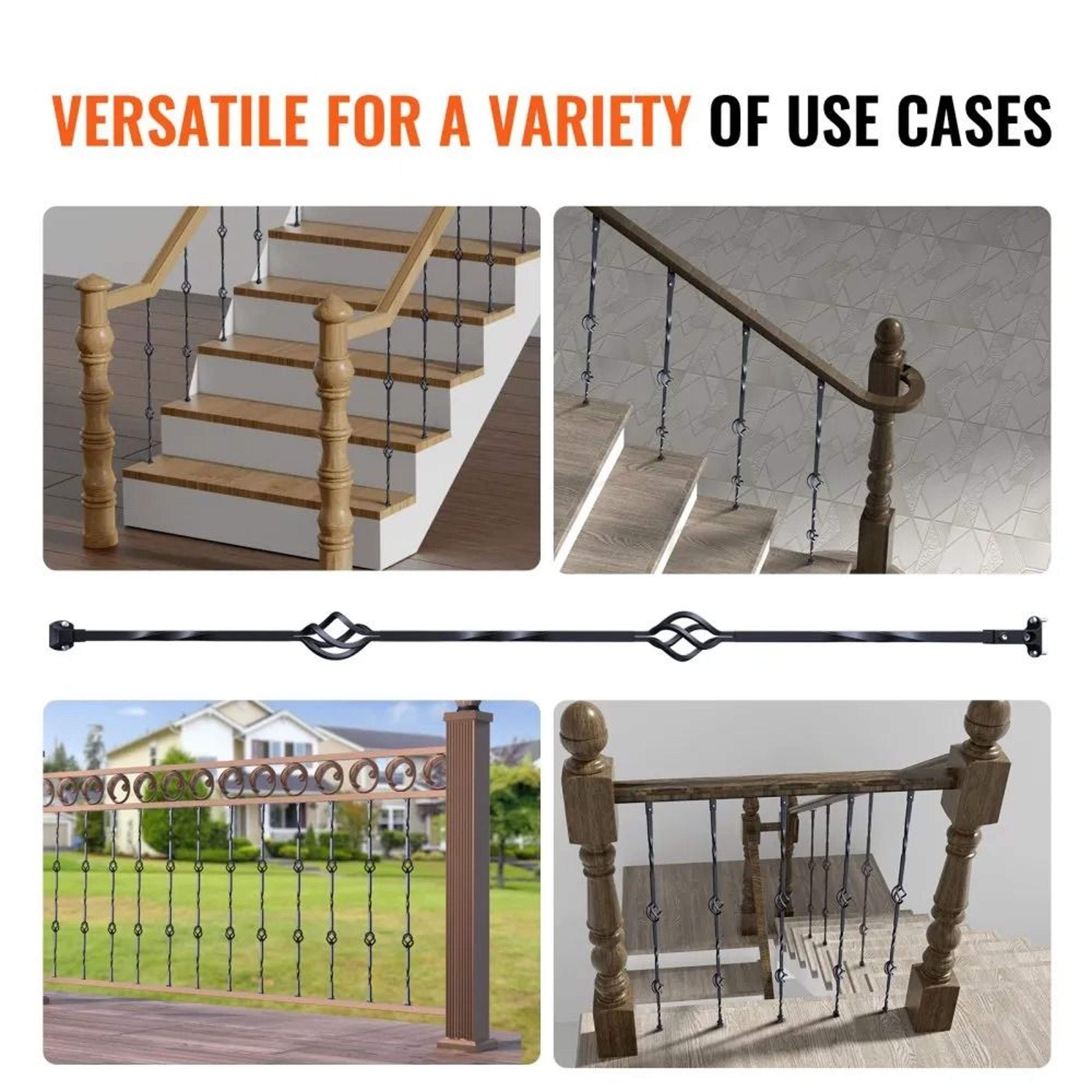 Double Basket Metal Stair Balusters 44 Inch Galvanized Steel Railing Spindles 10 Pack 5