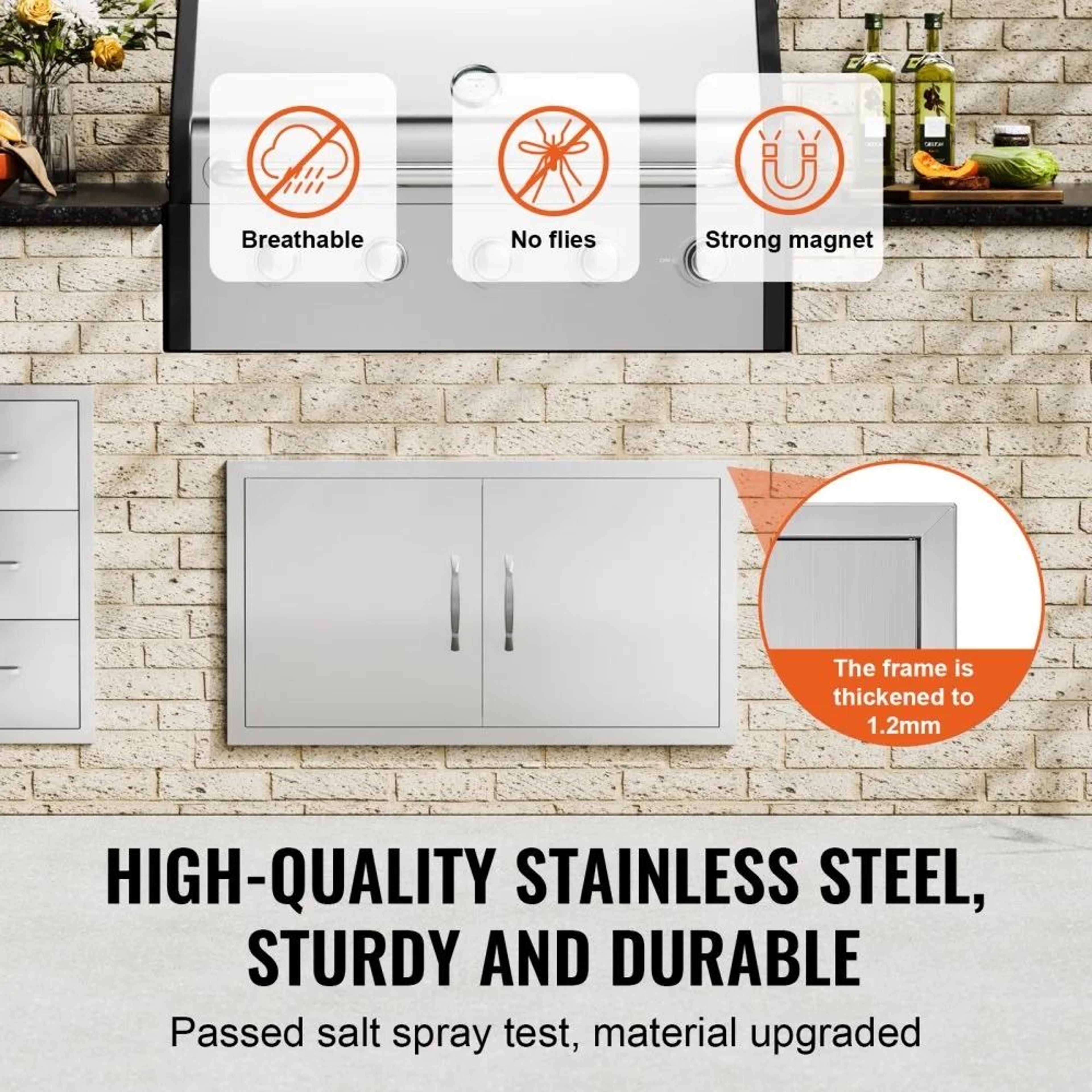 Stainless Steel BBQ Access Door 34 X 19 Double Outdoor Kitchen Cabinet Door 1