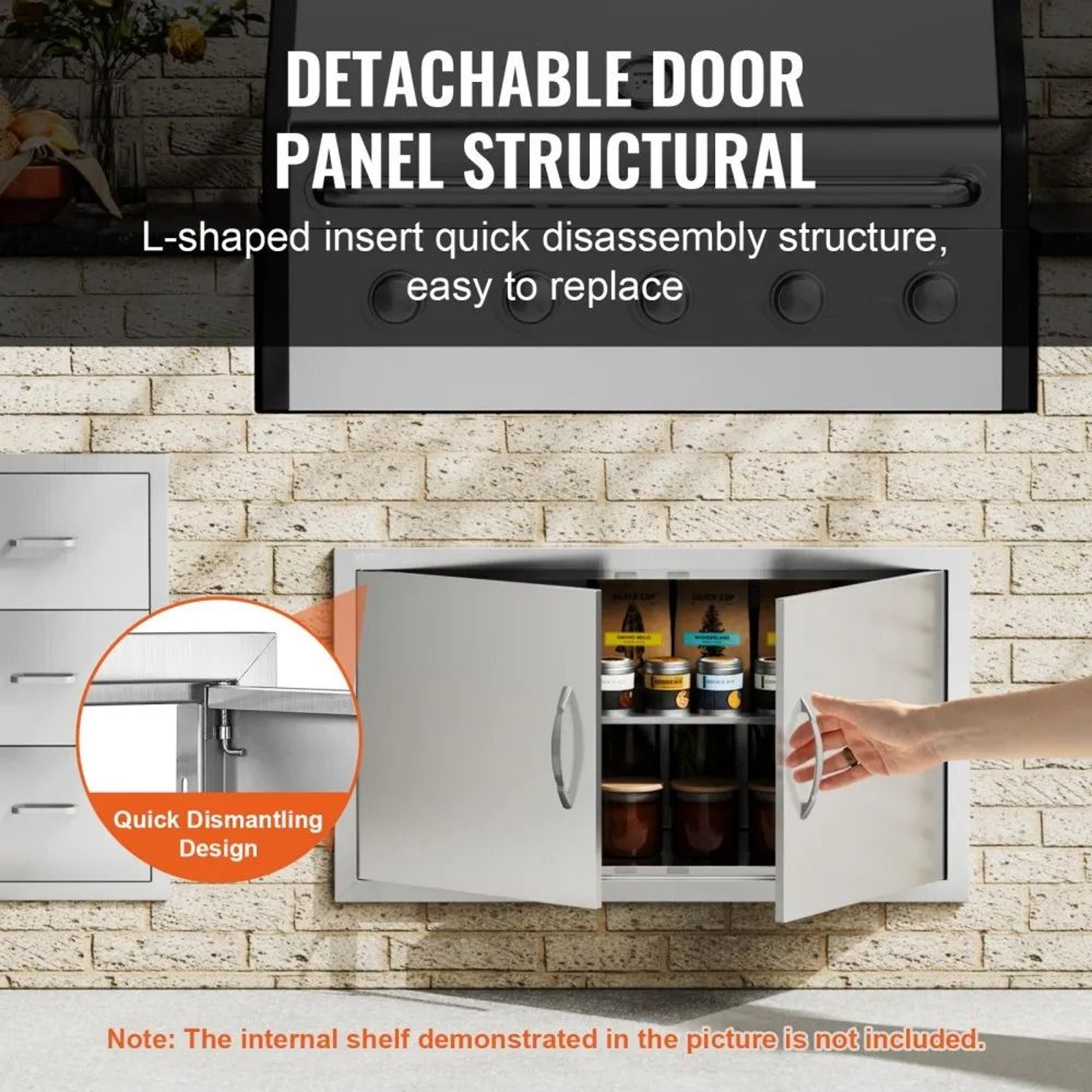 Stainless Steel BBQ Access Door 34 X 19 Double Outdoor Kitchen Cabinet Door 5