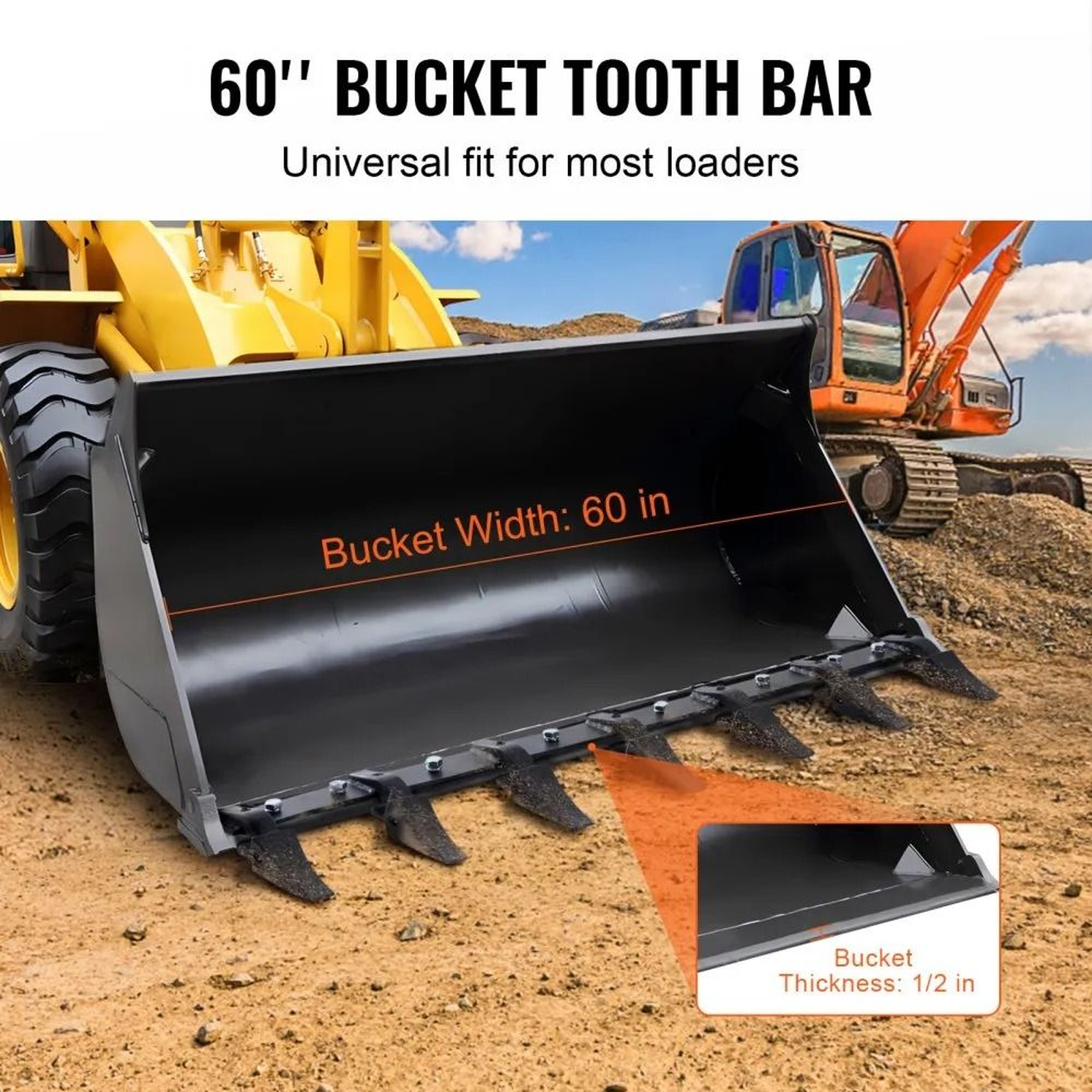 60 Inch Heavy Duty Bucket Tooth Bar With 7 Teeth For Tractor Loader And Skid Steer 3