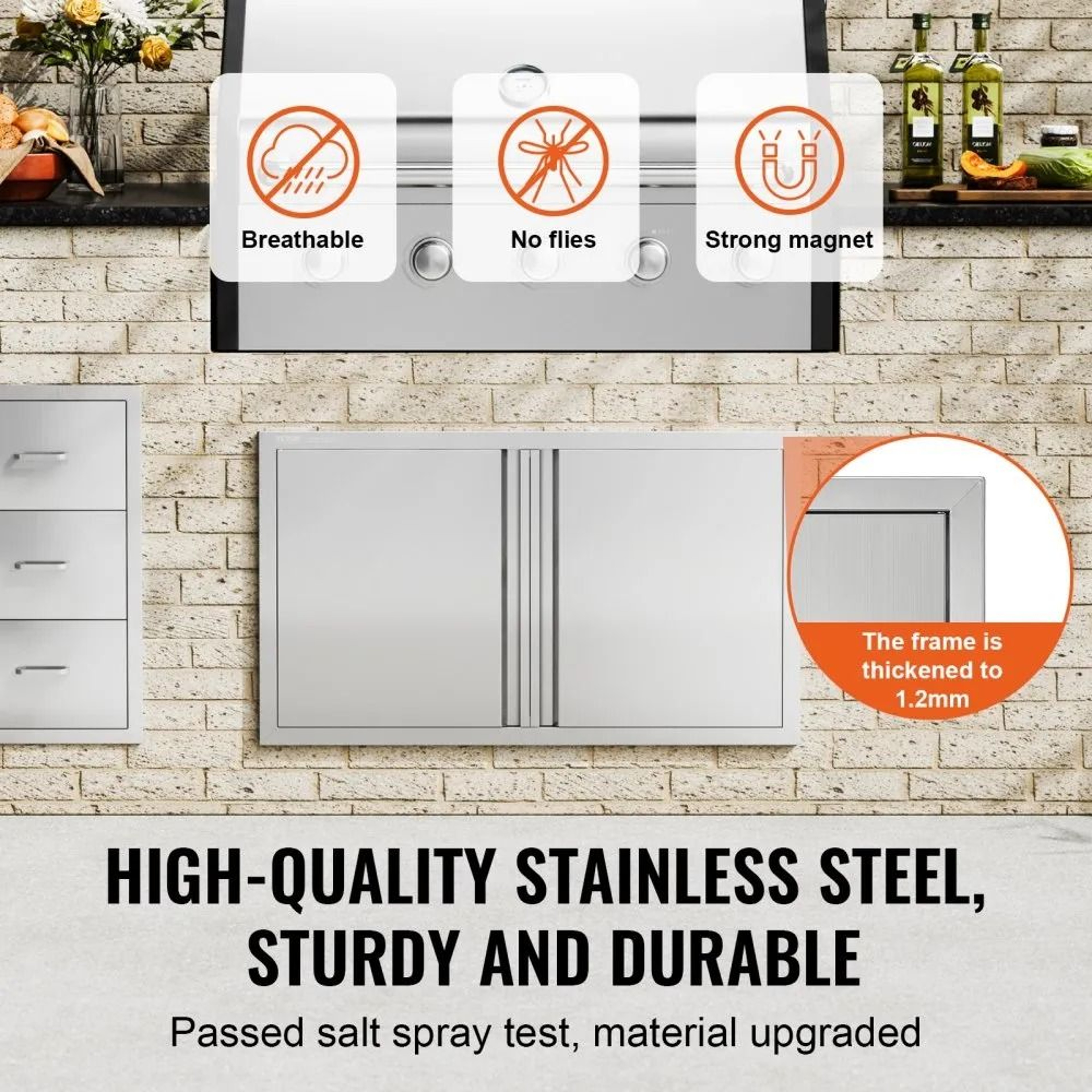 Stainless Steel BBQ Access Door For Outdoor Kitchen Grill Islands 5