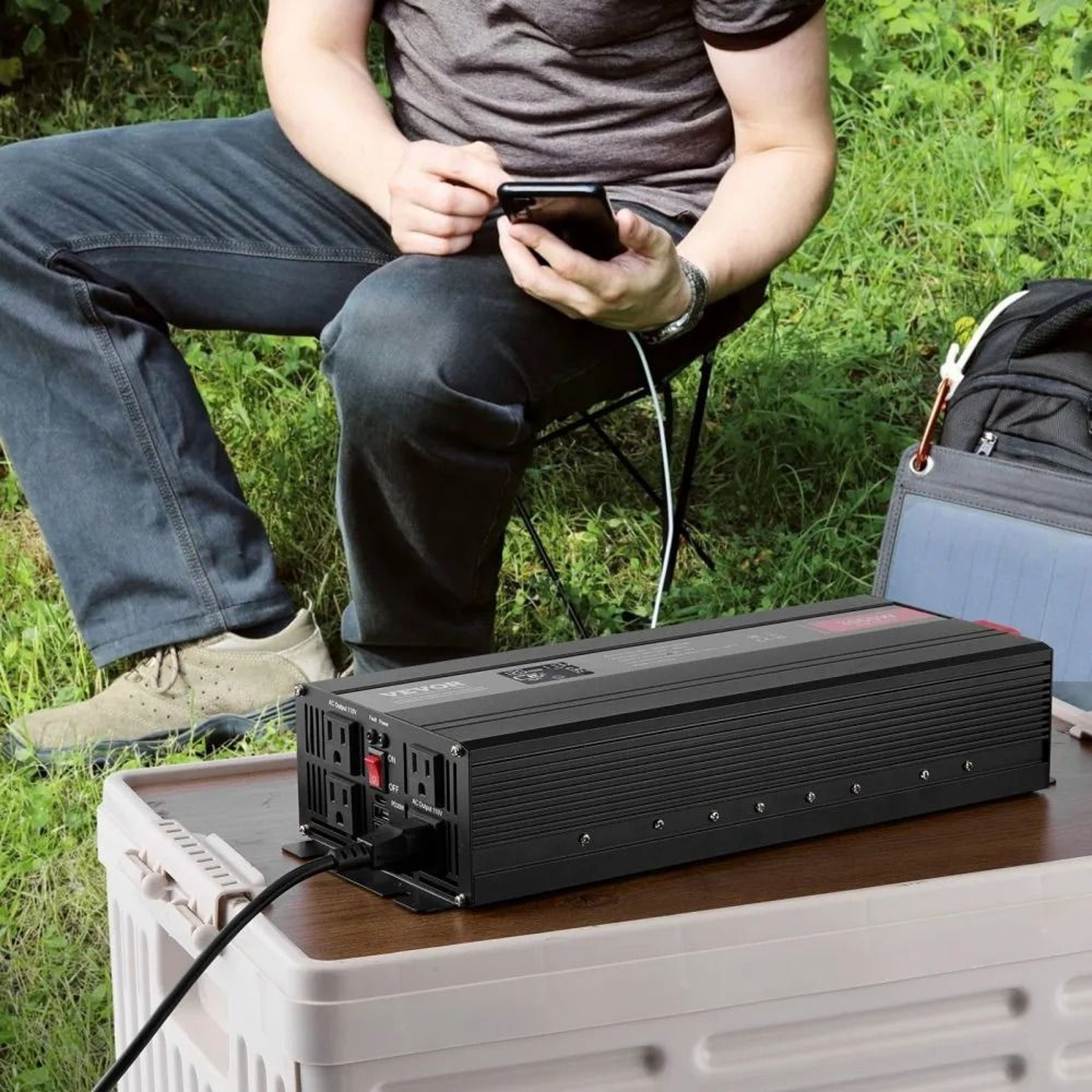 3000W Pure Sine Wave Power Inverter 12V To 120V With LCD Remote Control And USB Charging 6