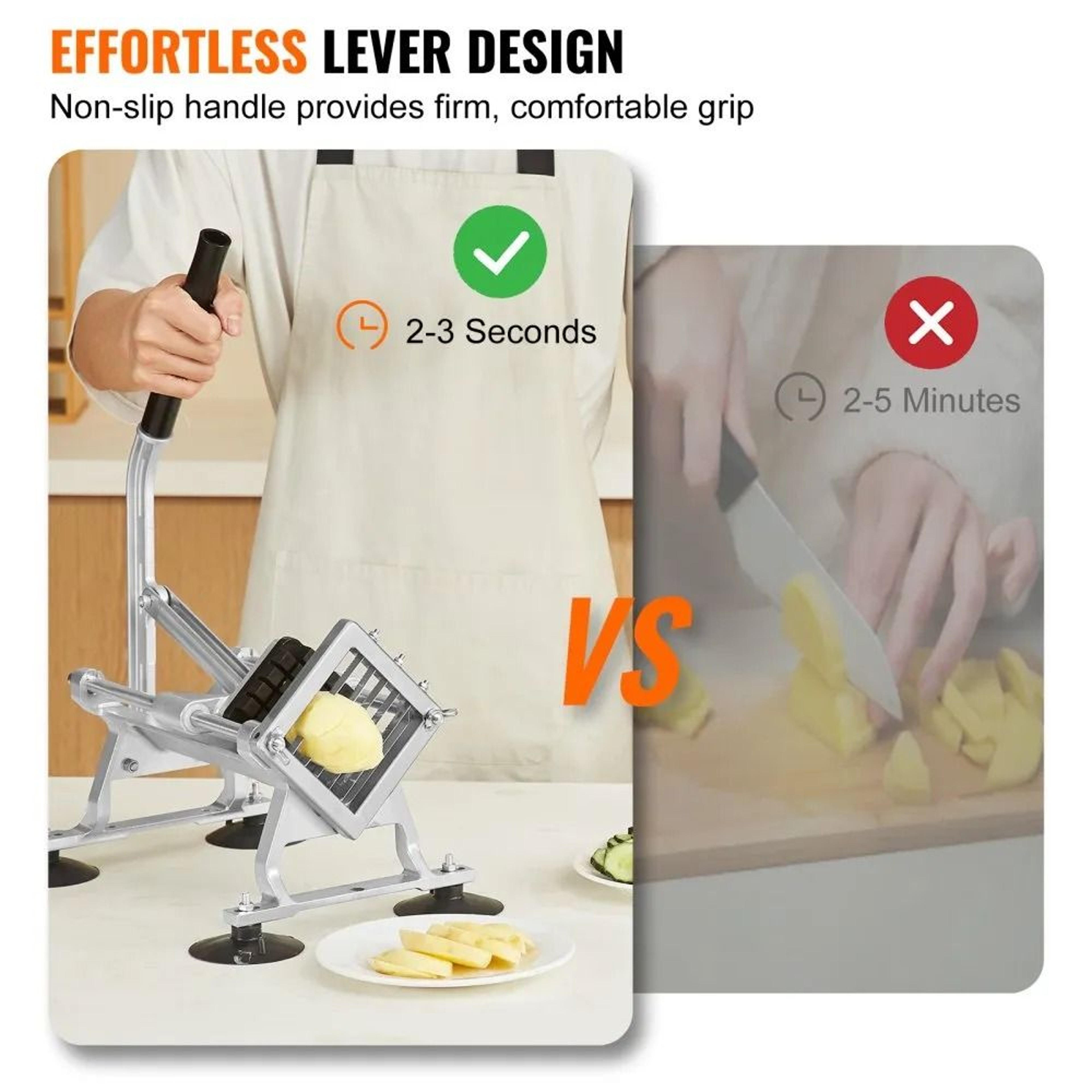 Commercial Vegetable Slicer With 3 Cutting Sizes Manual Fruit And Vegetable Cutter 4