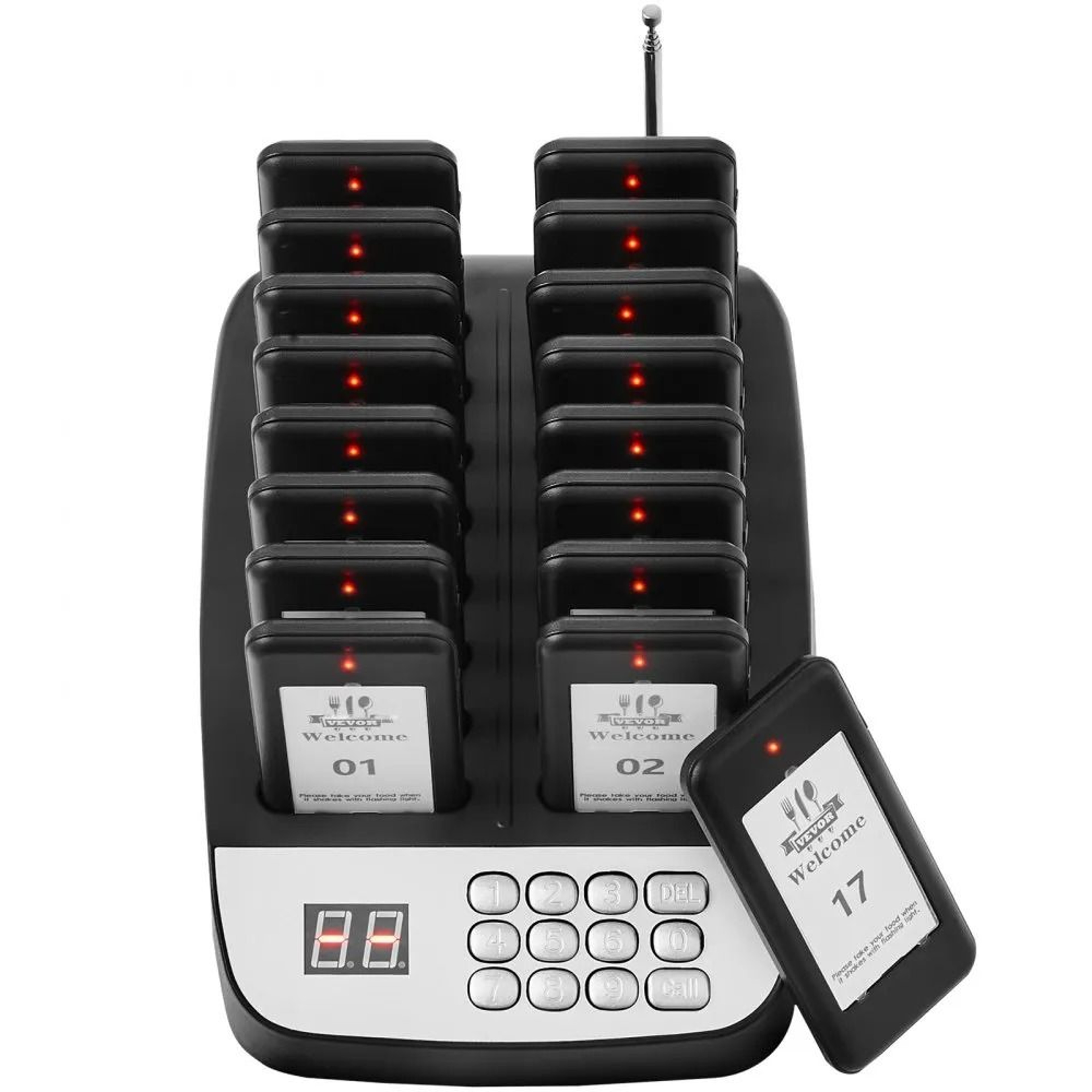 Wireless Restaurant Pager System With 16 Guest Buzzers Long Range Queue Calling 8