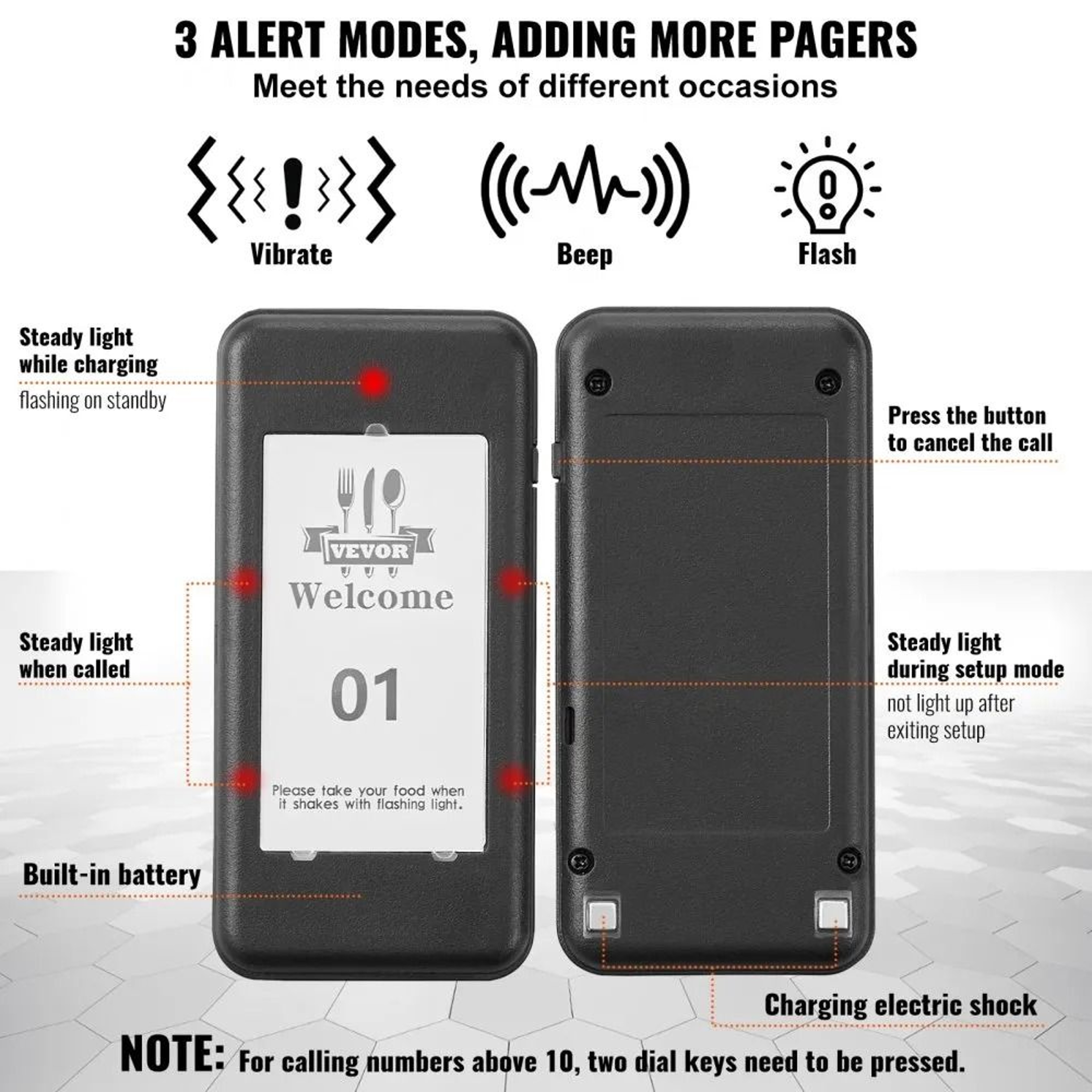 Wireless Restaurant Pager System With 16 Guest Buzzers Long Range Queue Calling 4