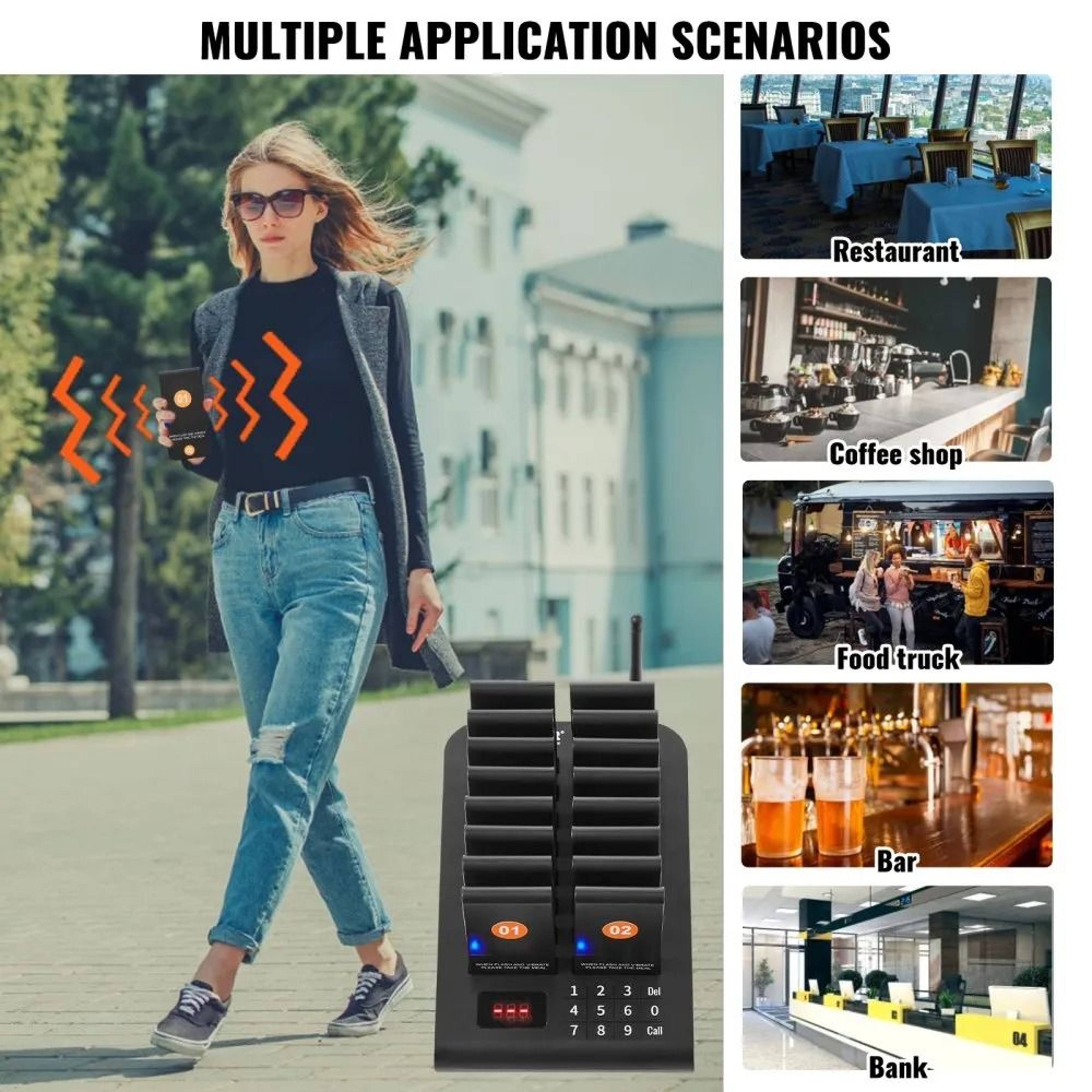 Wireless Restaurant Pager System With 16 Guest Buzzers Long Range Queue Calling System 2