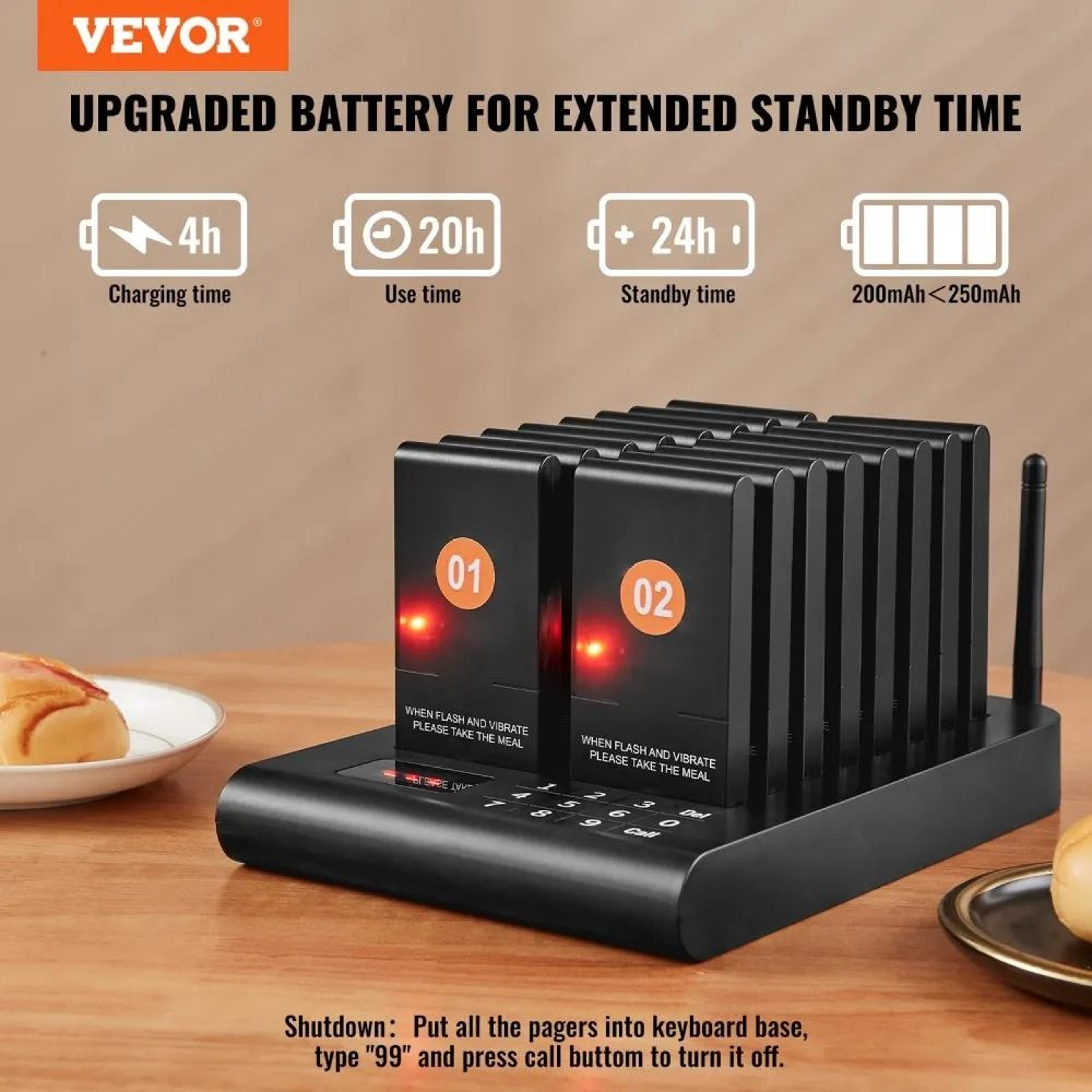 Wireless Restaurant Pager System With 16 Guest Buzzers Long Range Queue Calling System 1