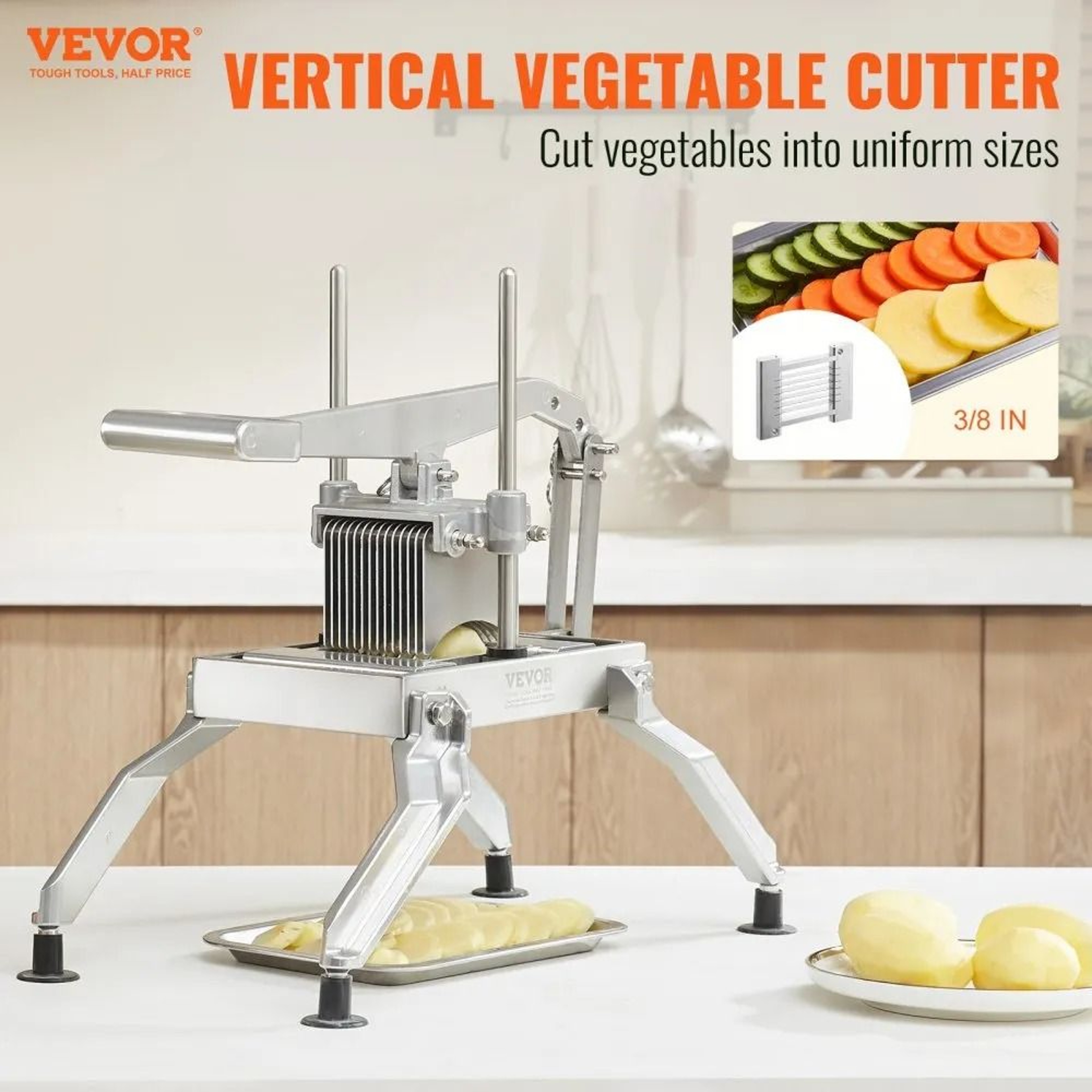 Commercial Vegetable Slicer With Dual Thickness Blades And Non Slip Base 2