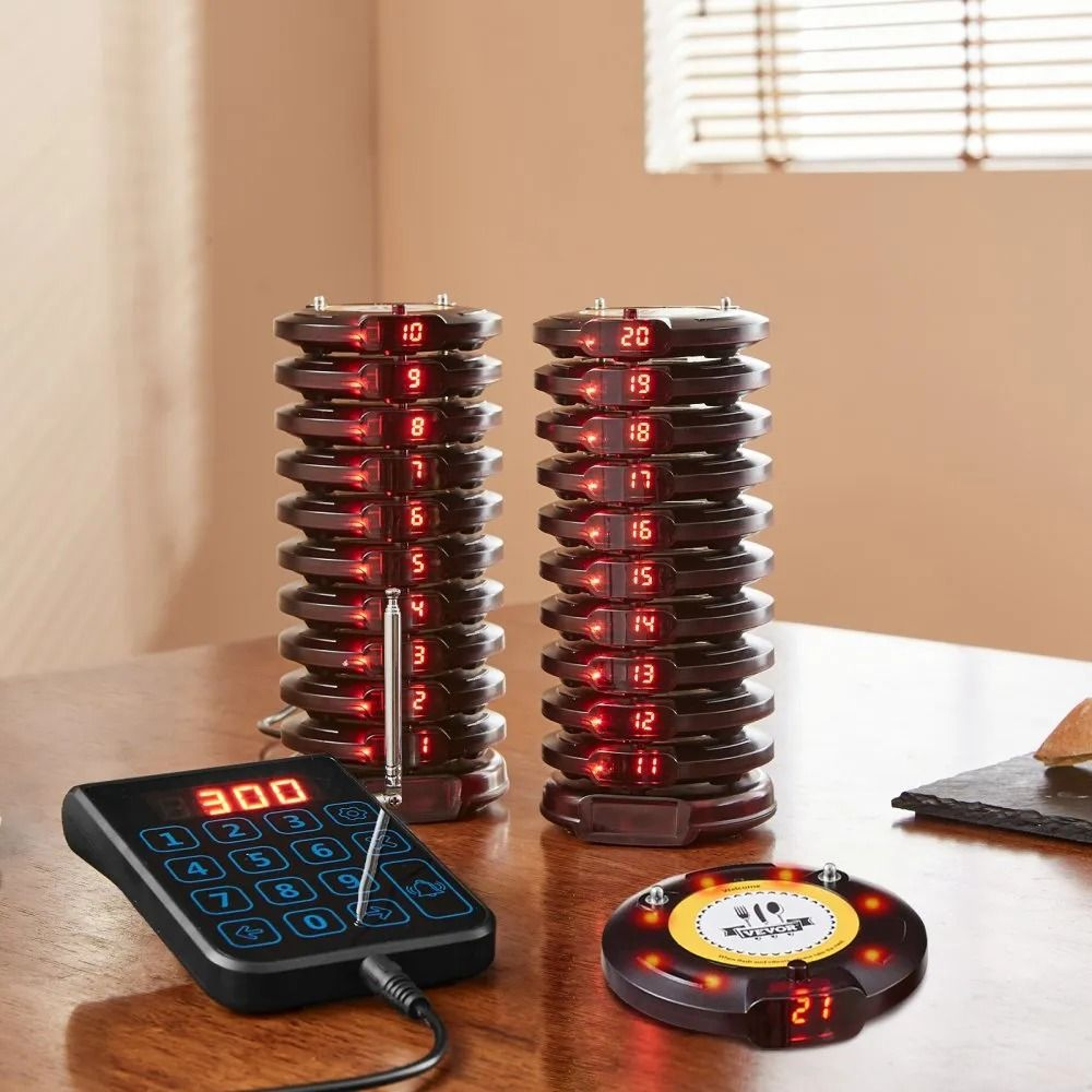 Wireless Restaurant Pager System With 20 Guest Buzzers Long Range Queue Calling 6