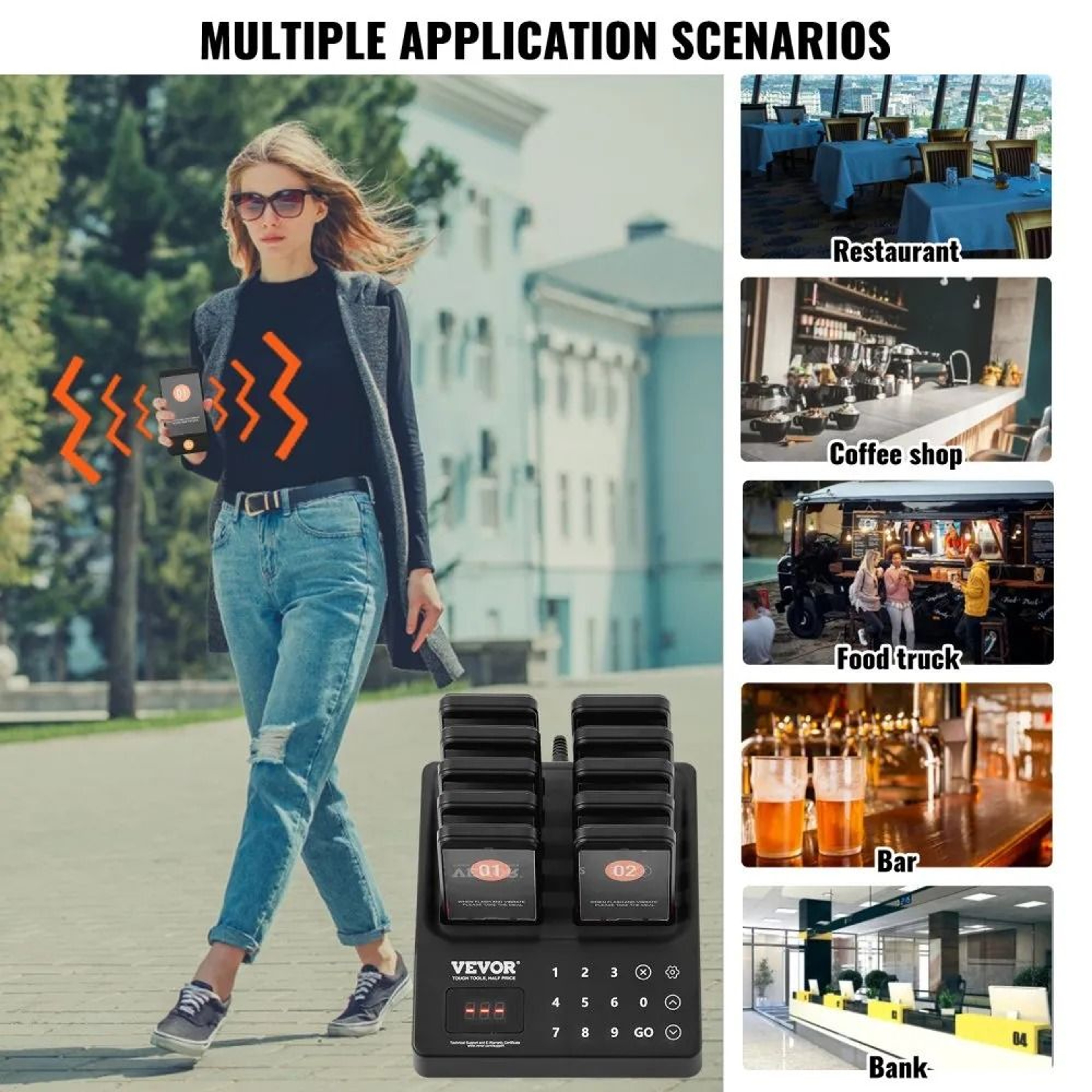 Long Range Wireless Restaurant Pager System With 10 Guest Buzzers 2