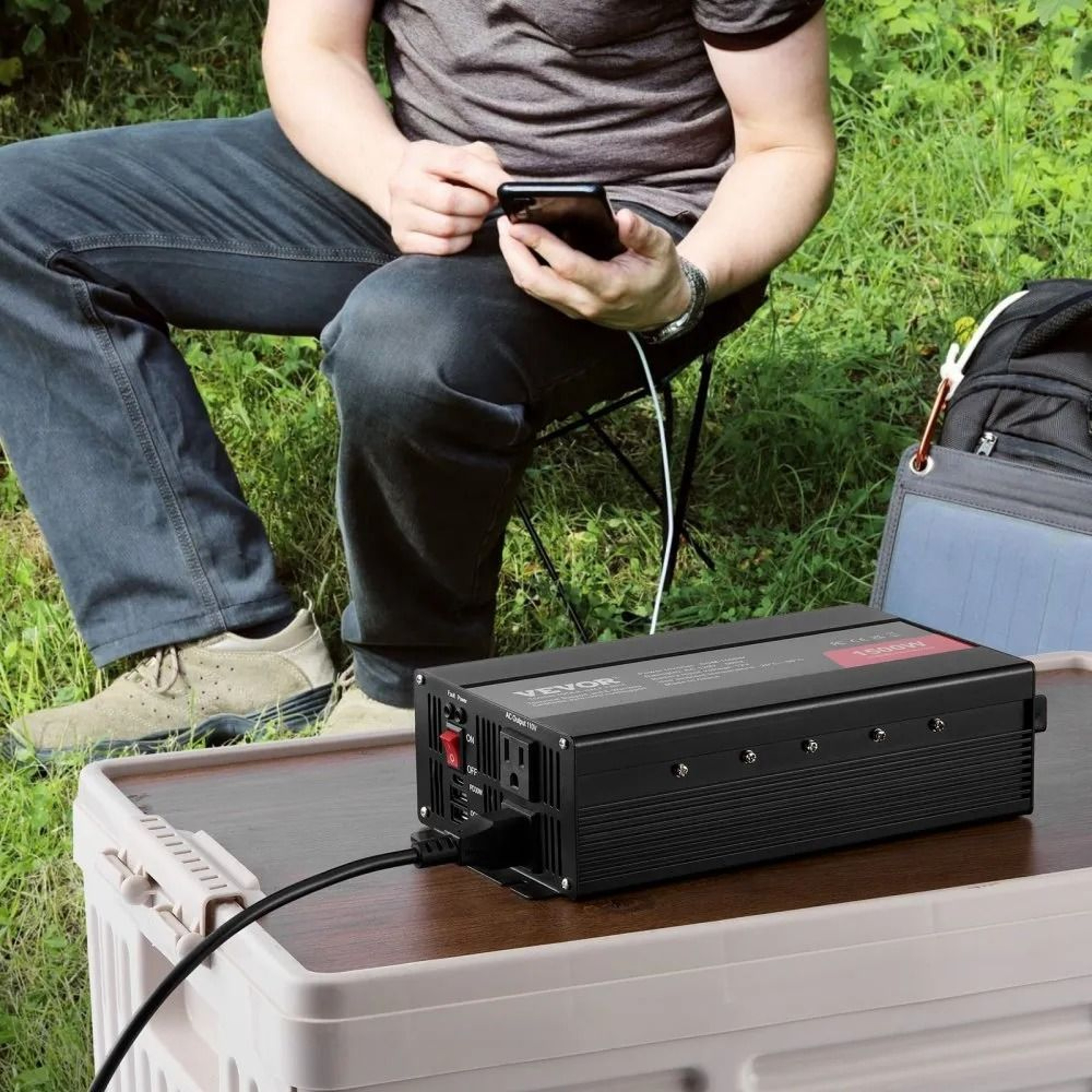1500W Modified Sine Wave Power Inverter 12V DC To 120V AC With USB C Charging 6