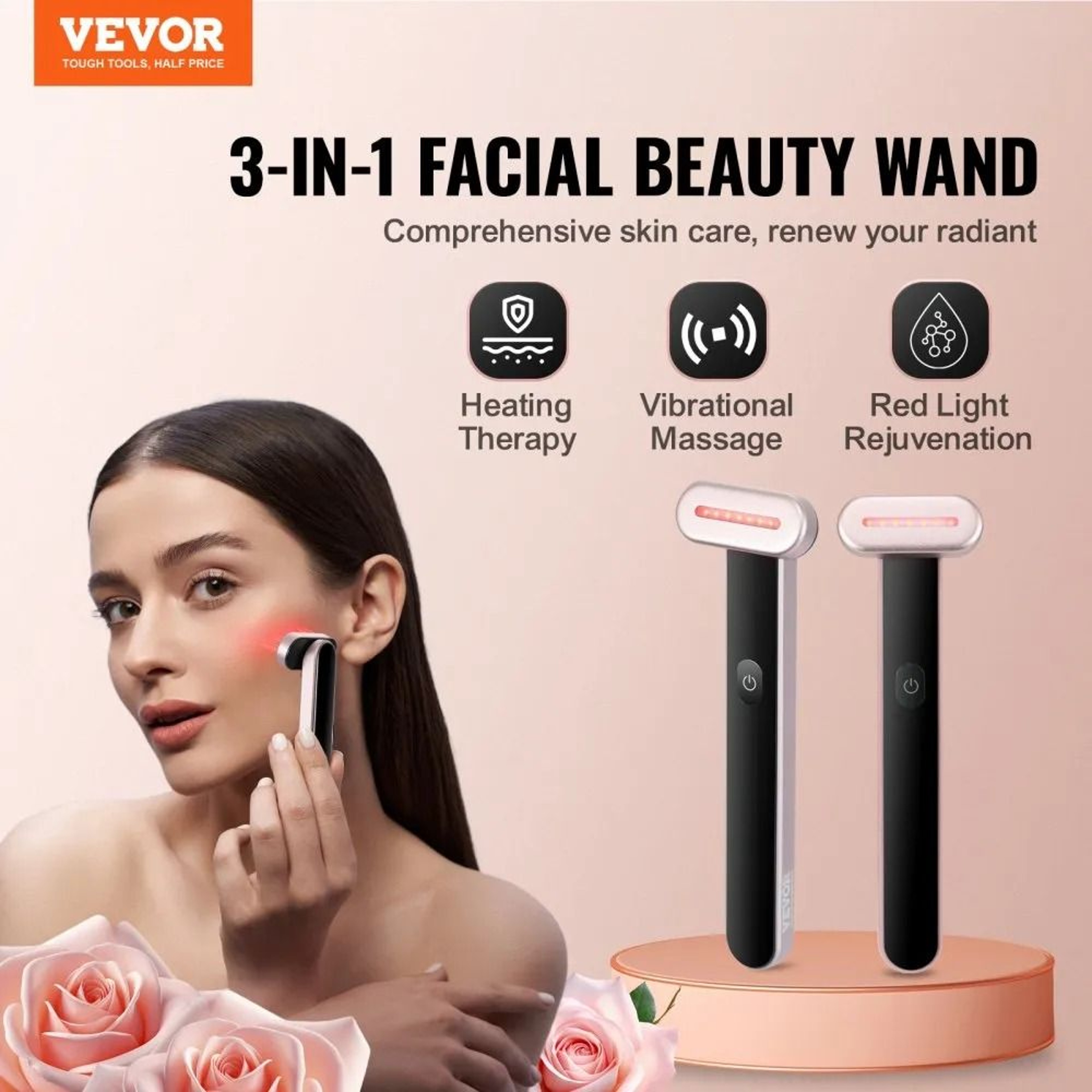 Red Light Therapy Wand 7 Color LED Facial Wand With Microcurrent Heat And Vibration 1