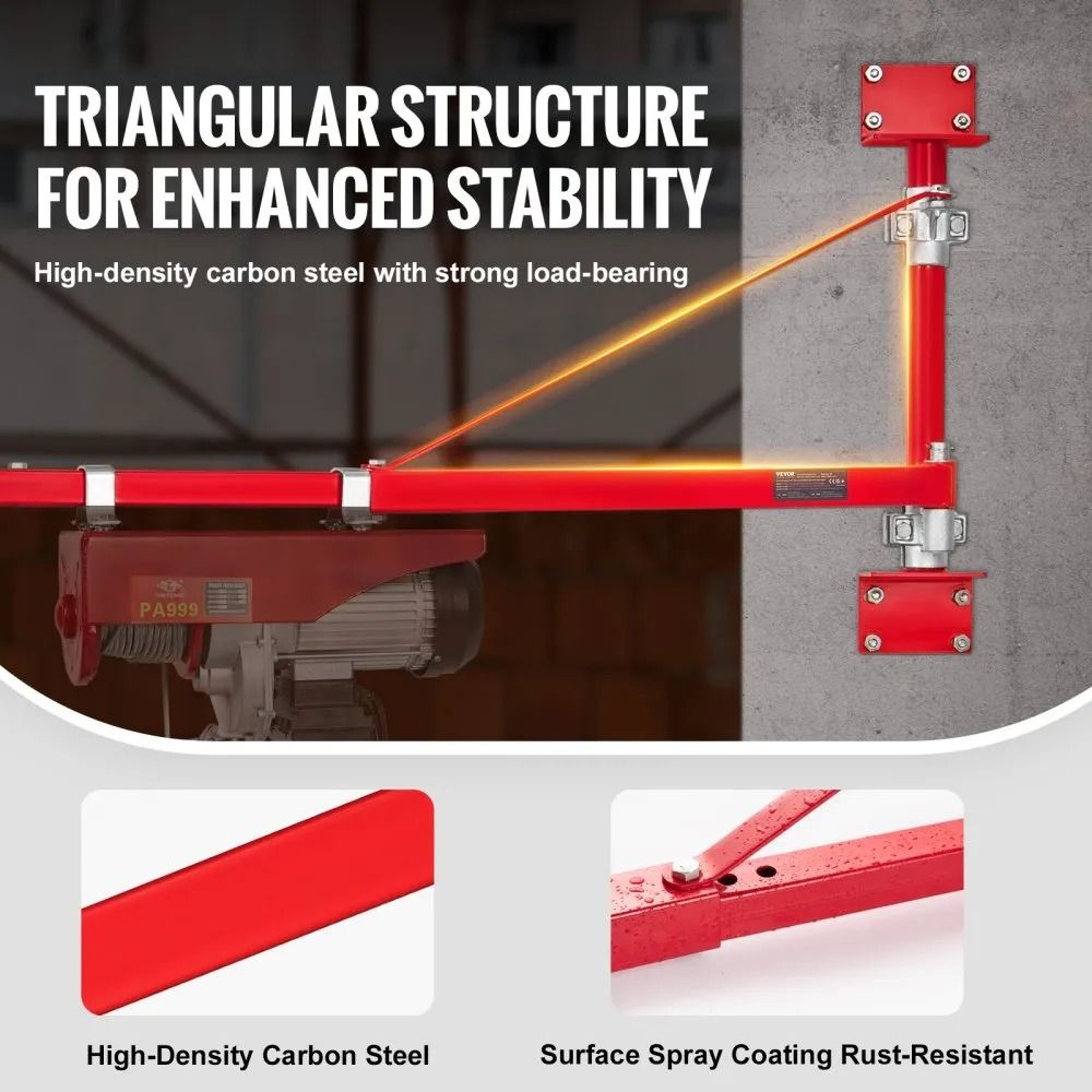 Heavy Duty Electric Hoist Support Arm With 180 Degree Swivel Steel Lifting Frame 1