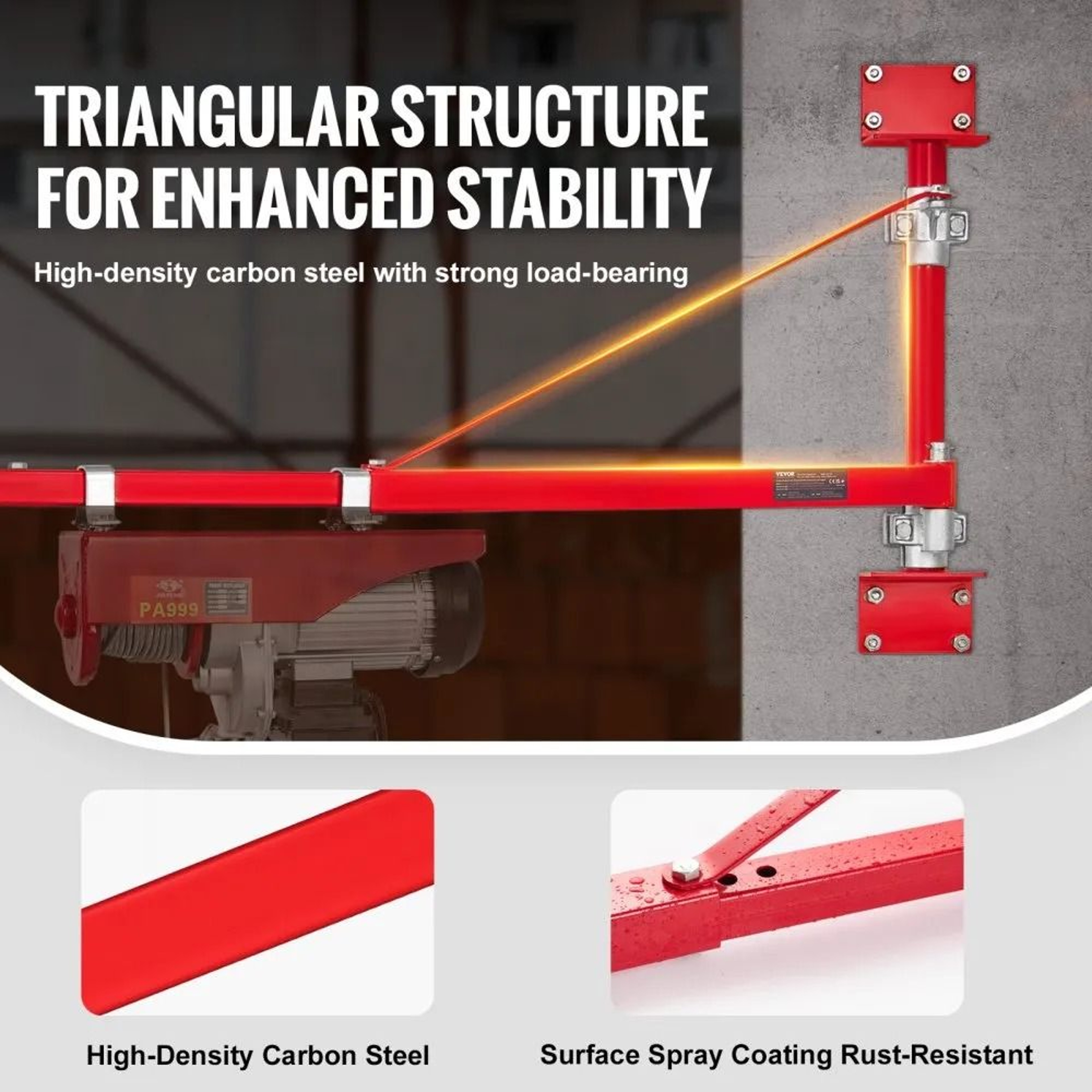 Heavy Duty Electric Hoist Support Arm 660 Lb 180 Degree Swivel Winch Hoist Arm 1