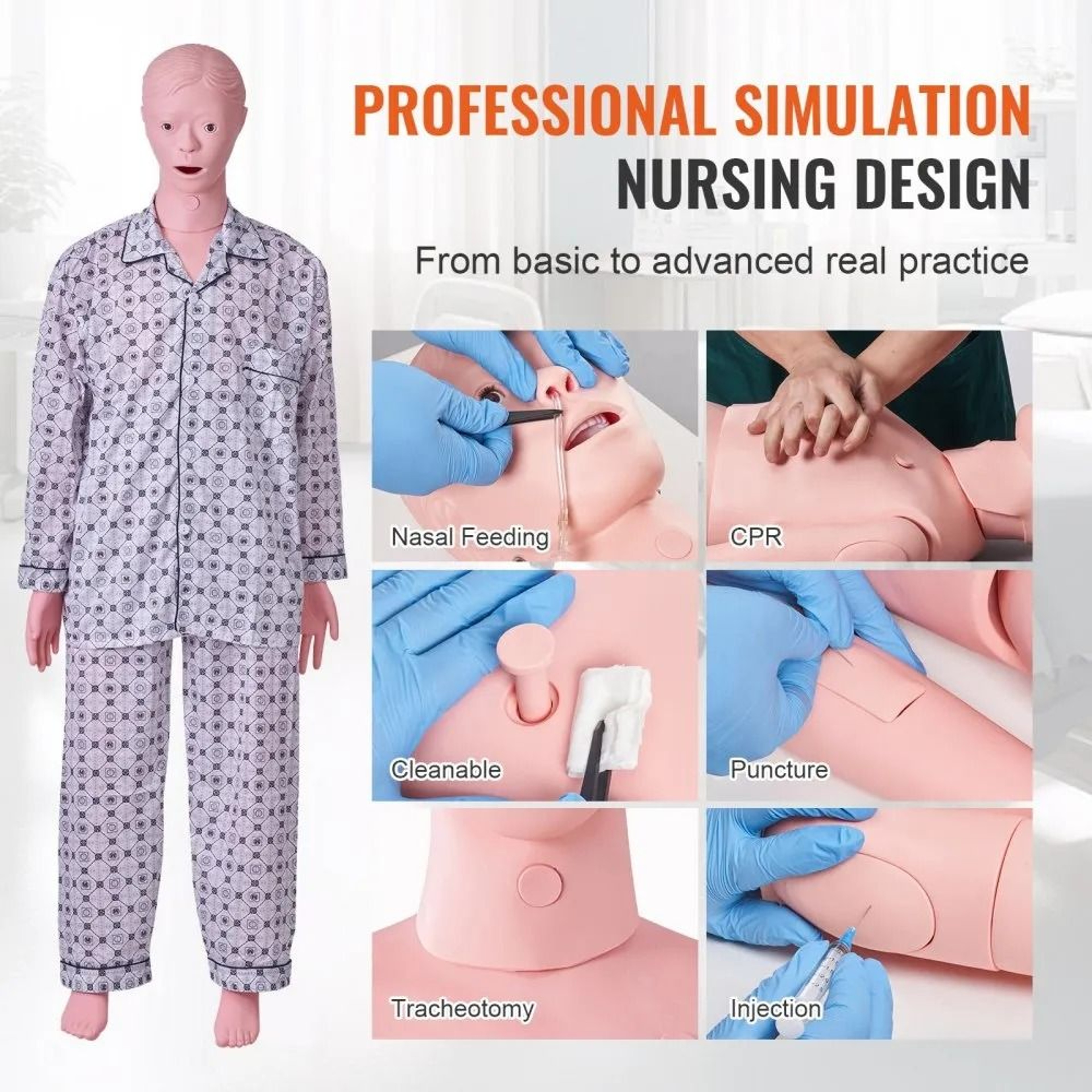 Life Size Nursing Training Manikin Male Patient Care Medical Simulation Model 1