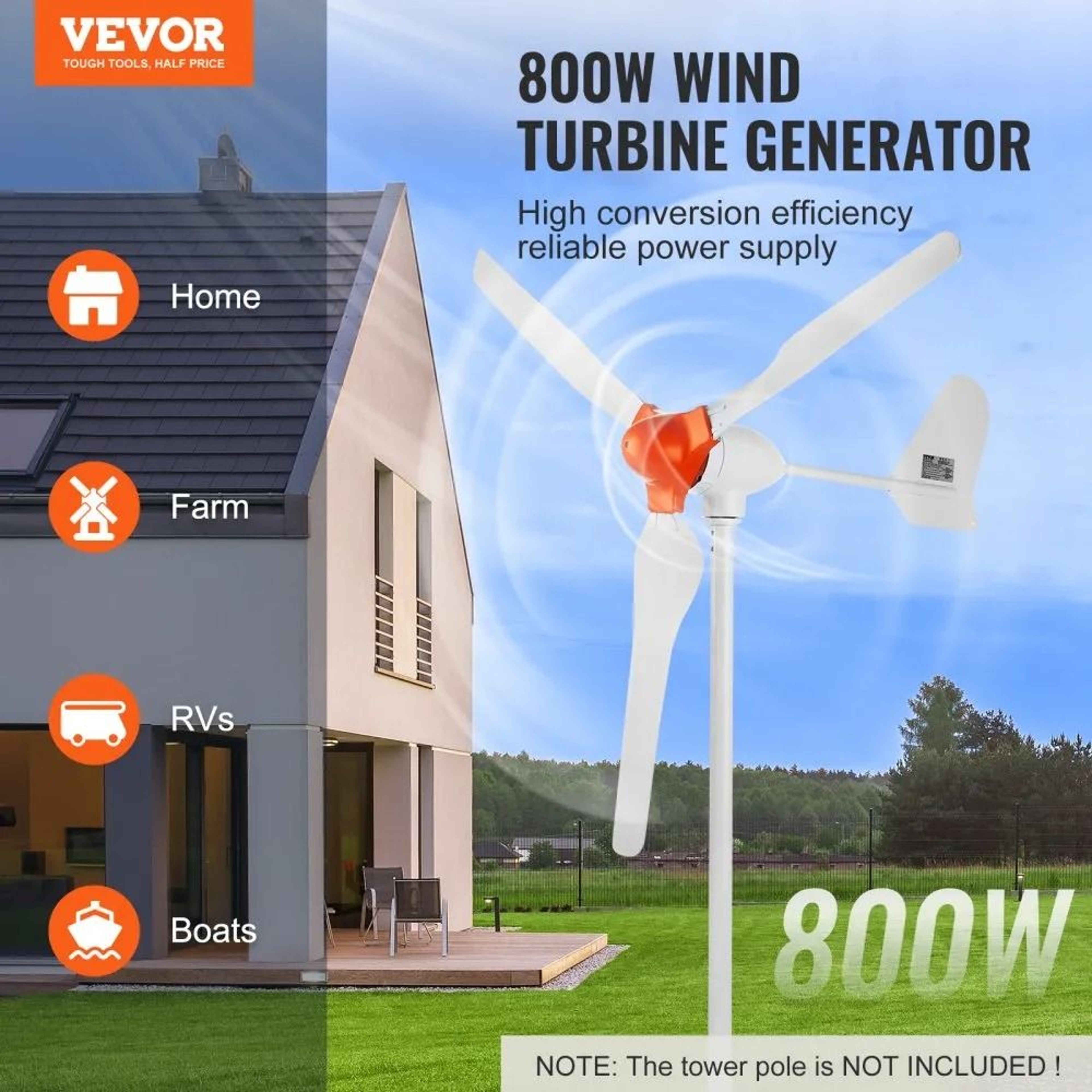 800W Wind Turbine Generator 12V Wind Power Kit With MPPT Controller 1