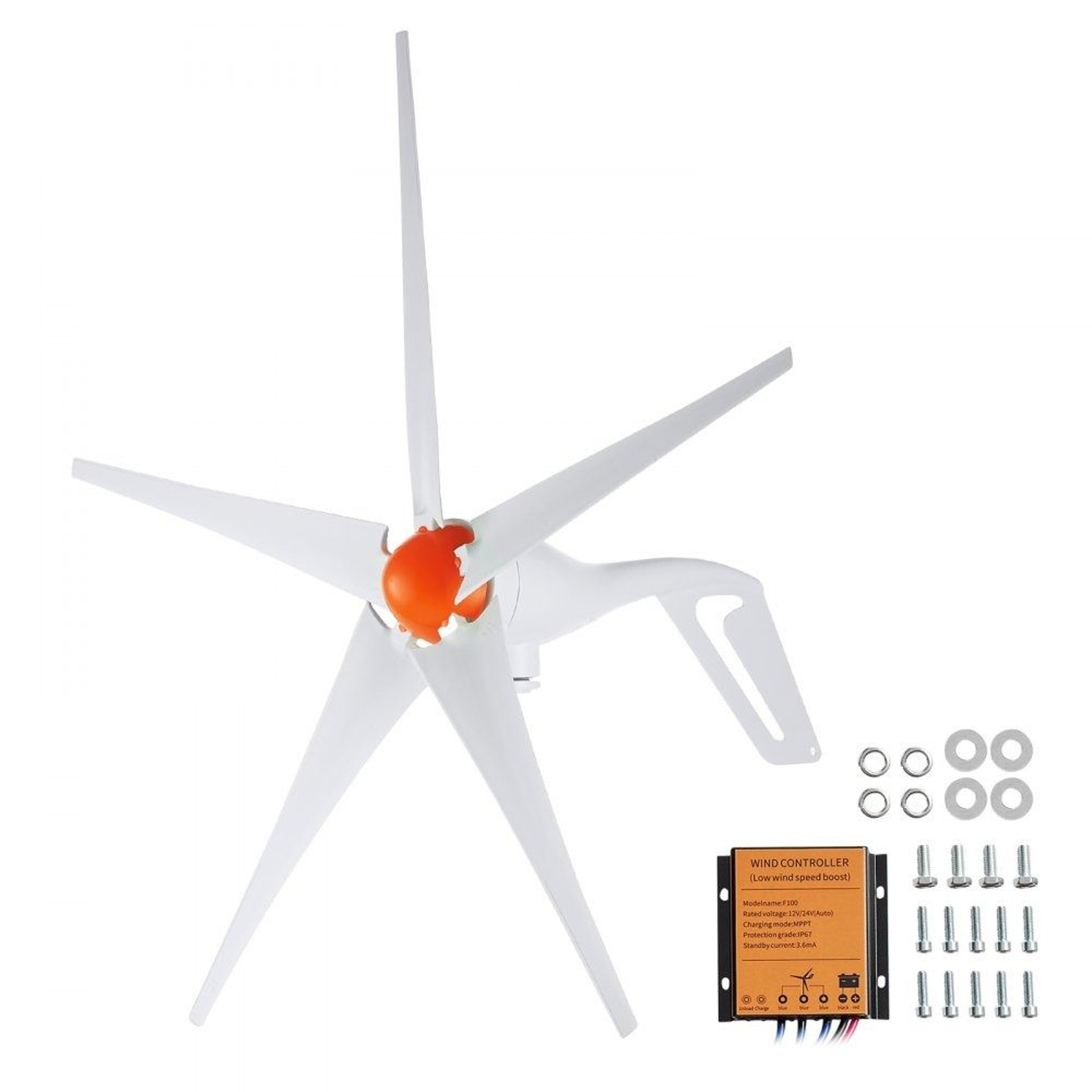 500W Wind Turbine Generator 12V 5 Blade Wind Power Kit With MPPT Controller 0