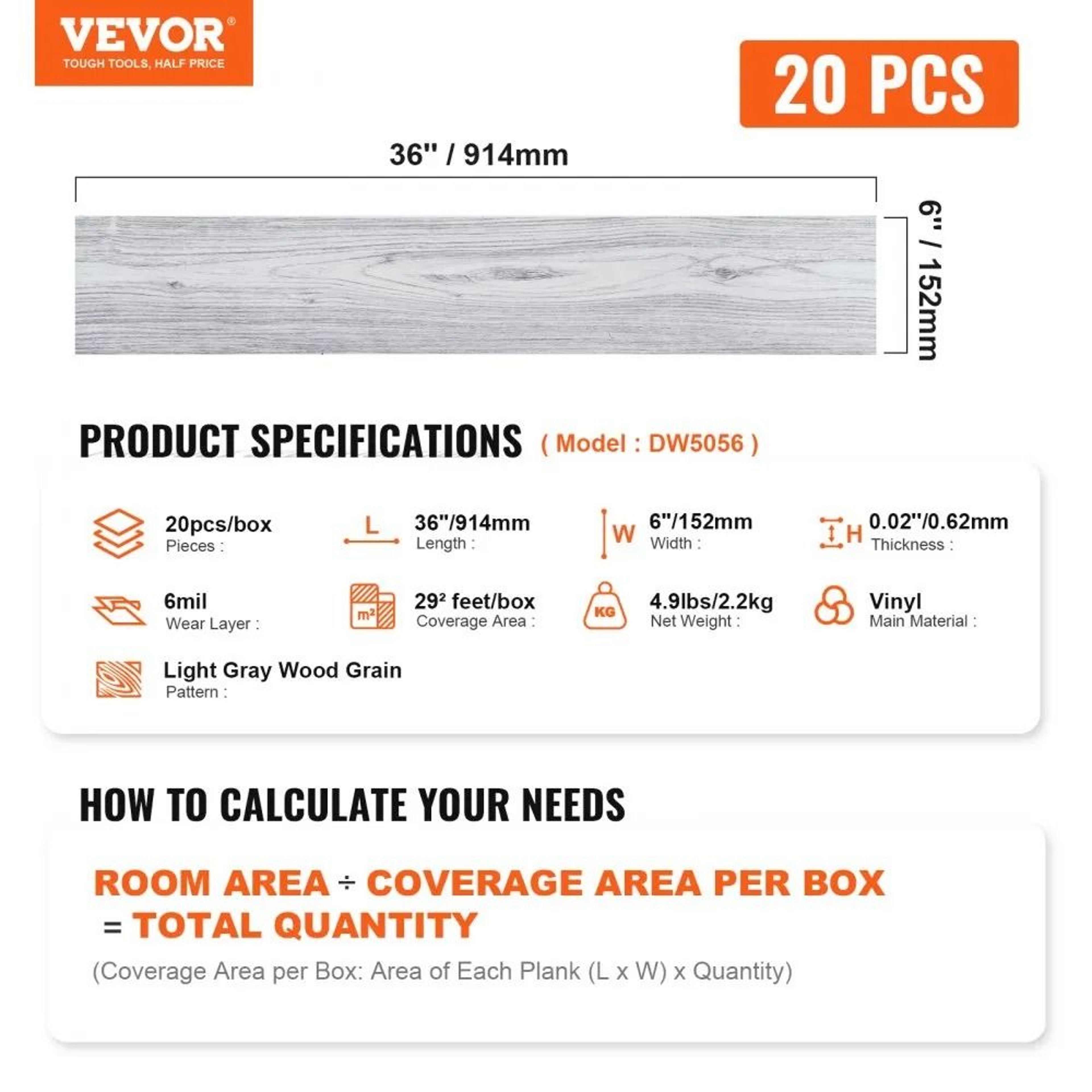 Peel And Stick Vinyl Flooring Light Gray Wood Grain Self Adhesive Floor Tiles 36 X 6 Inch 20 Pack 6