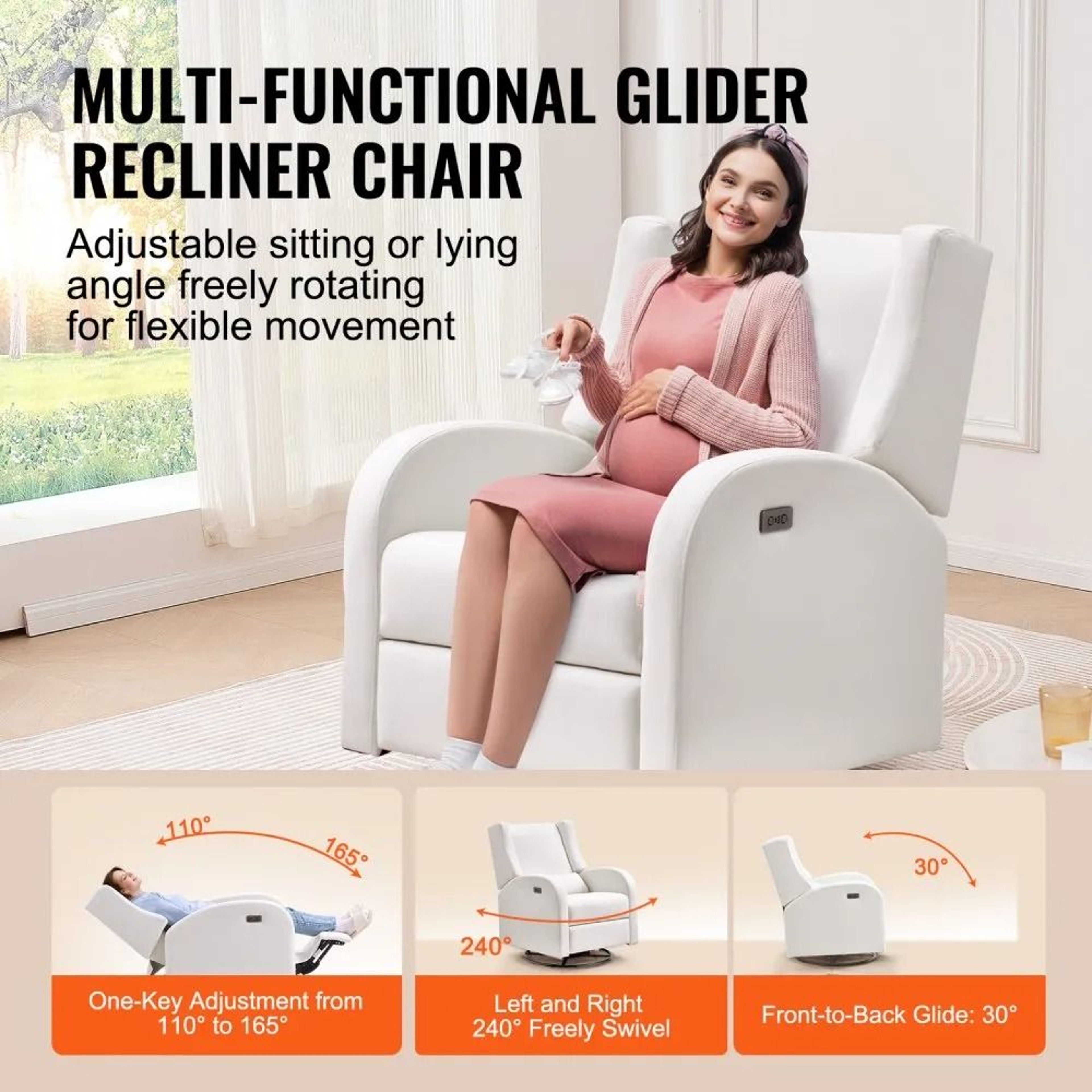 Power Swivel Glider Recliner Chair With USB Port And Adjustable Electric Recline 1