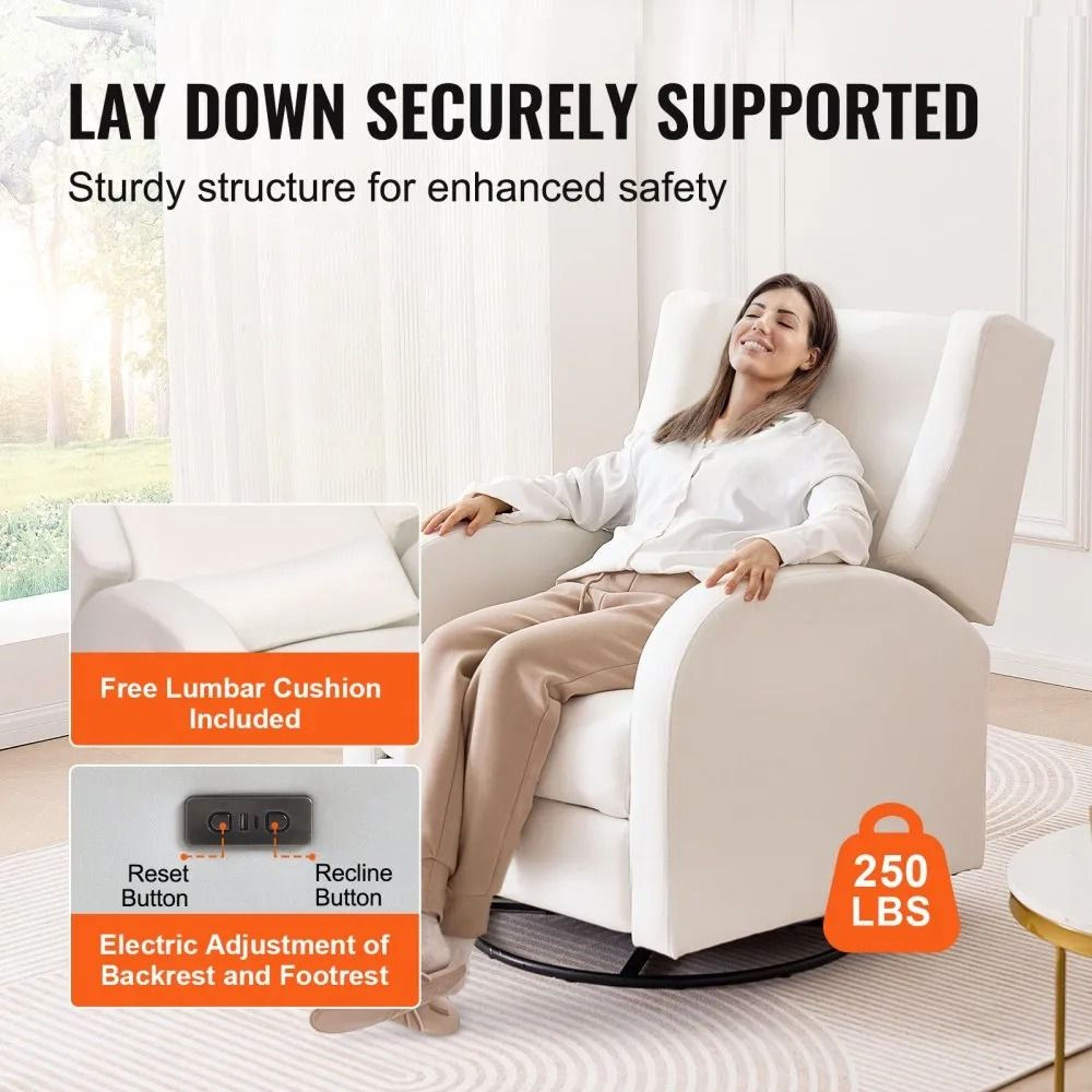 Power Swivel Glider Recliner Chair With USB Port And Adjustable Electric Recline 2