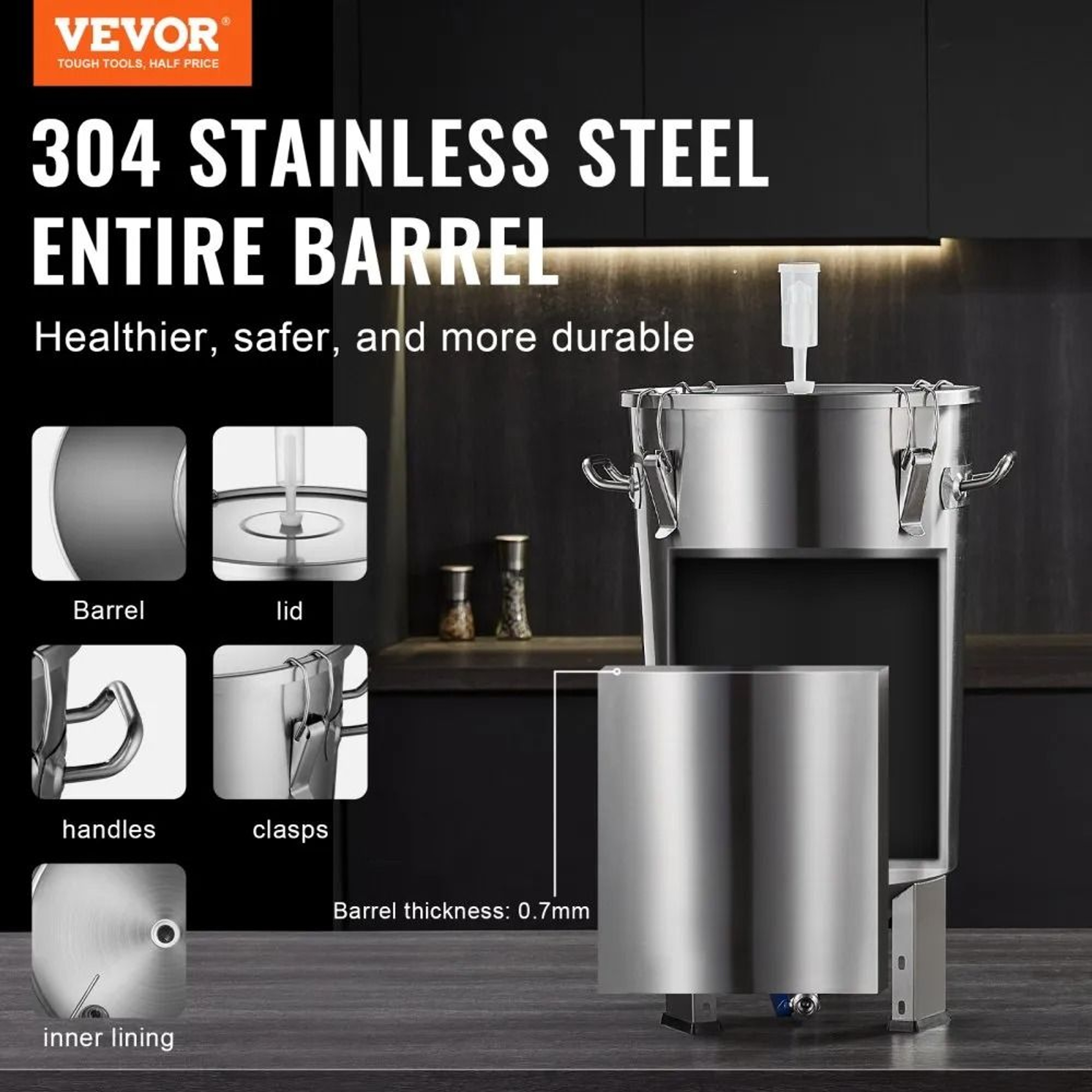 8 Gallon Stainless Steel Conical Fermenter Home Brewing Fermentation Tank 1