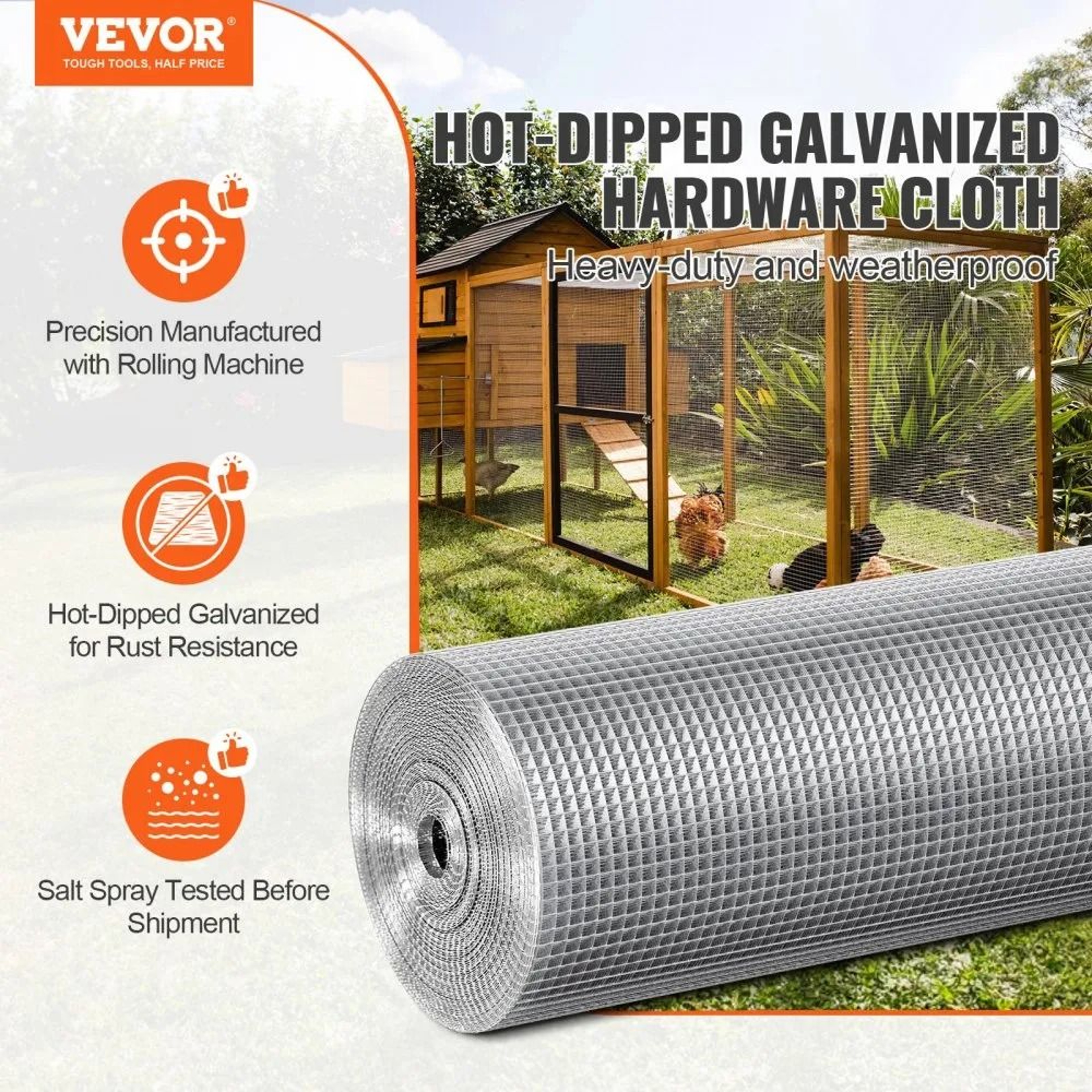 Galvanized Hardware Cloth 14 Inch Welded Wire Mesh Roll 48 Inch X 100 Feet 23 Gauge 1