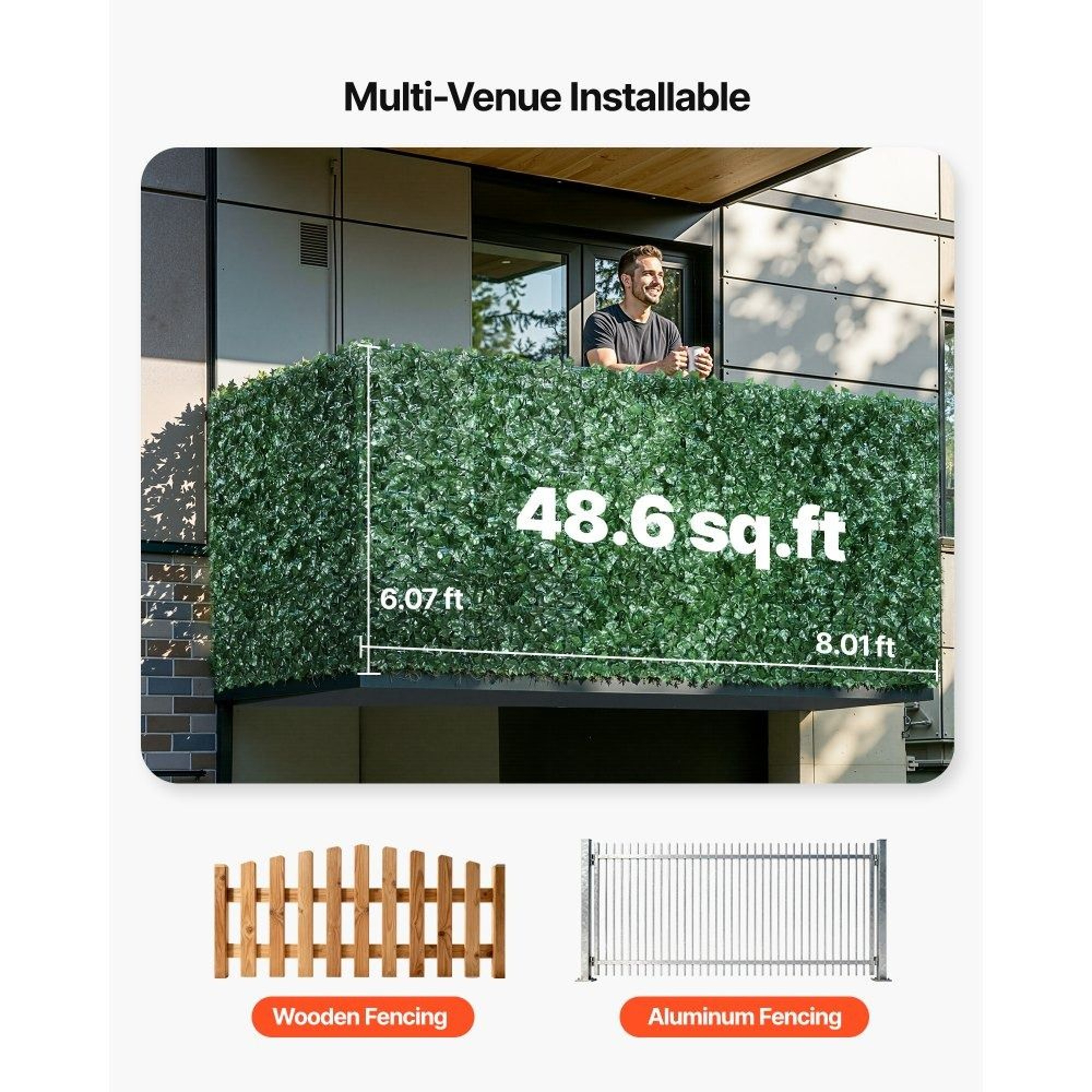 Artificial Ivy Privacy Fence Screen 96 X 72 In Outdoor Green Wall 4